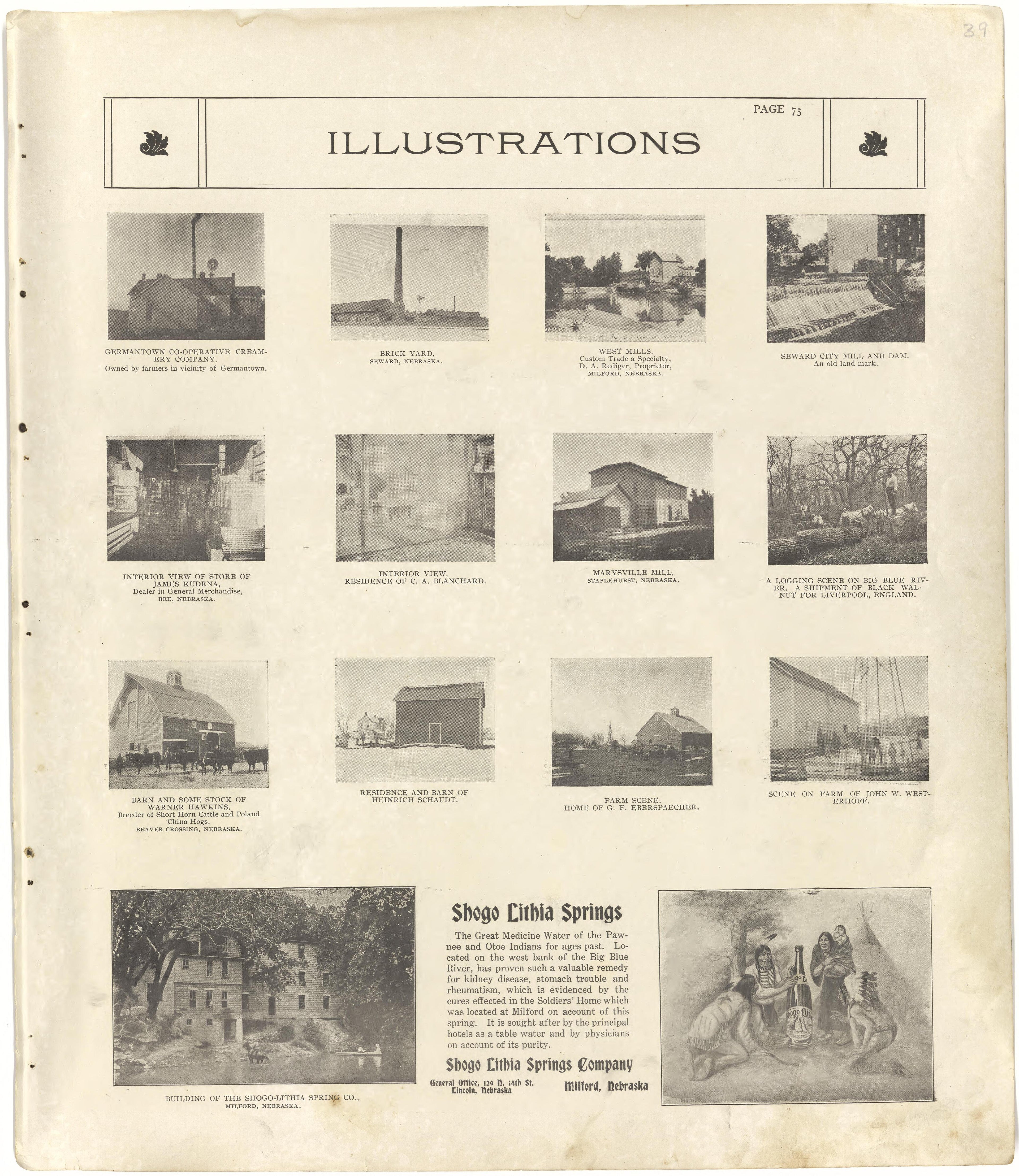 Illustrations from Standard Atlas of Seward County, Nebraska : Including a Plat Book of the Villages, Cities and Townships of the County, Map of the State, United States and World, Patrons Directory, Reference Business … 1908 by Relic Map Company