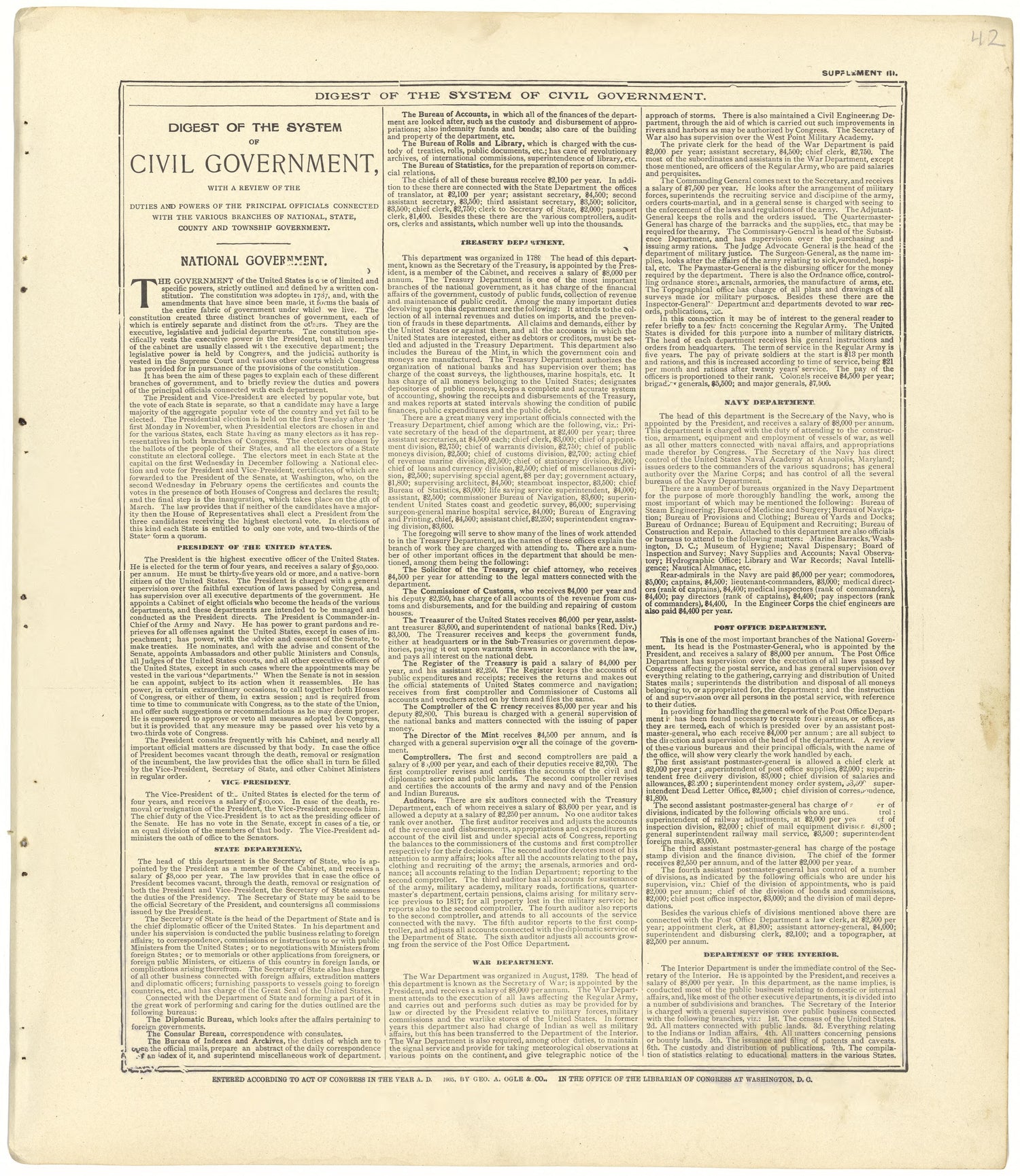 Digest of the System of Civil Government from Standard Atlas of Seward County, Nebraska : Including a Plat Book of the Villages, Cities and Townships of the County, Map of the State, United States and World, Patrons Directory, Reference Business … 1908 by Relic Map Company