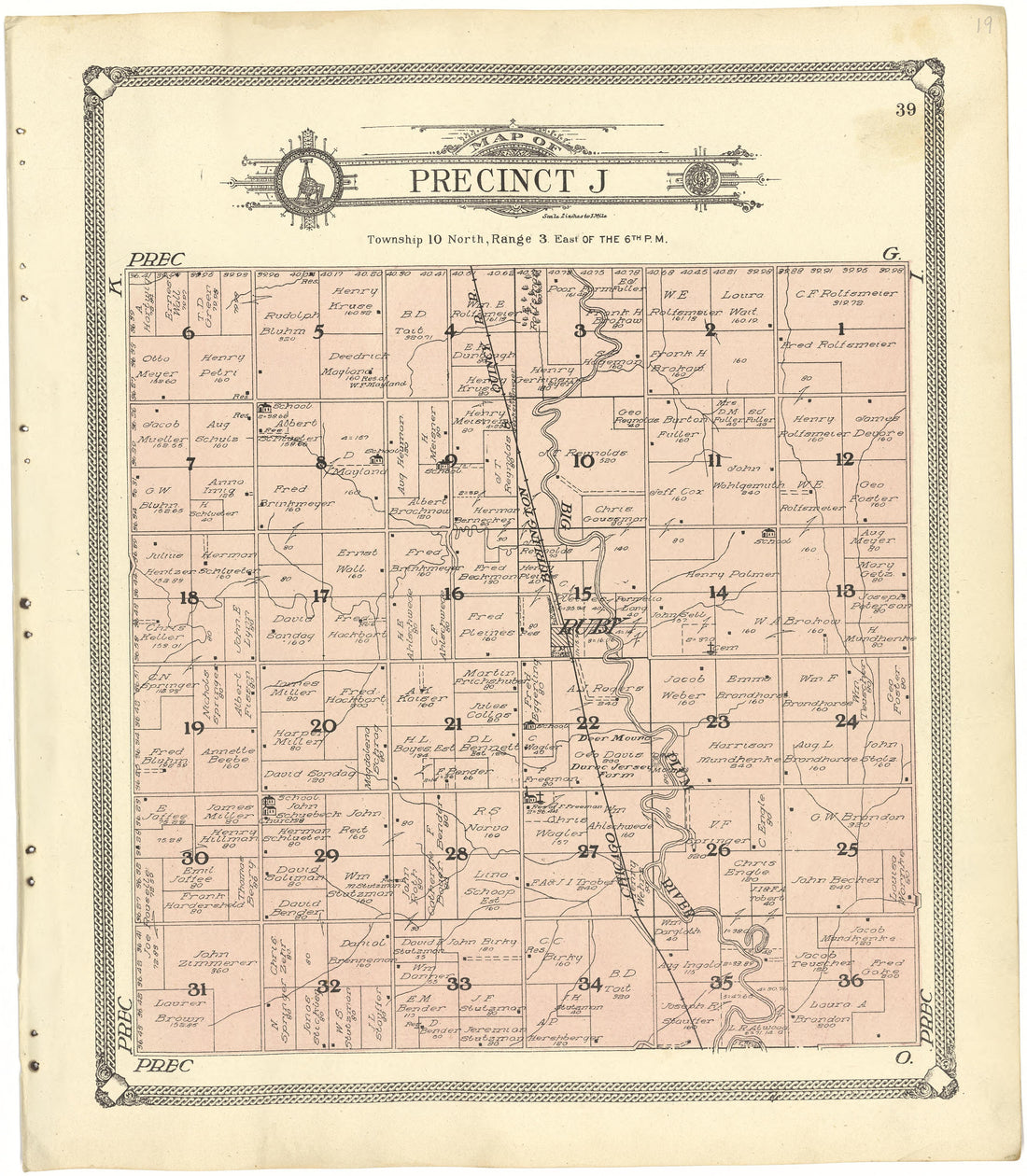 Map of Precinct J from Standard Atlas of Seward County, Nebraska : Including a Plat Book of the Villages, Cities and Townships of the County, Map of the State, United States and World, Patrons Directory, Reference Business … 1908 by Relic Map Company