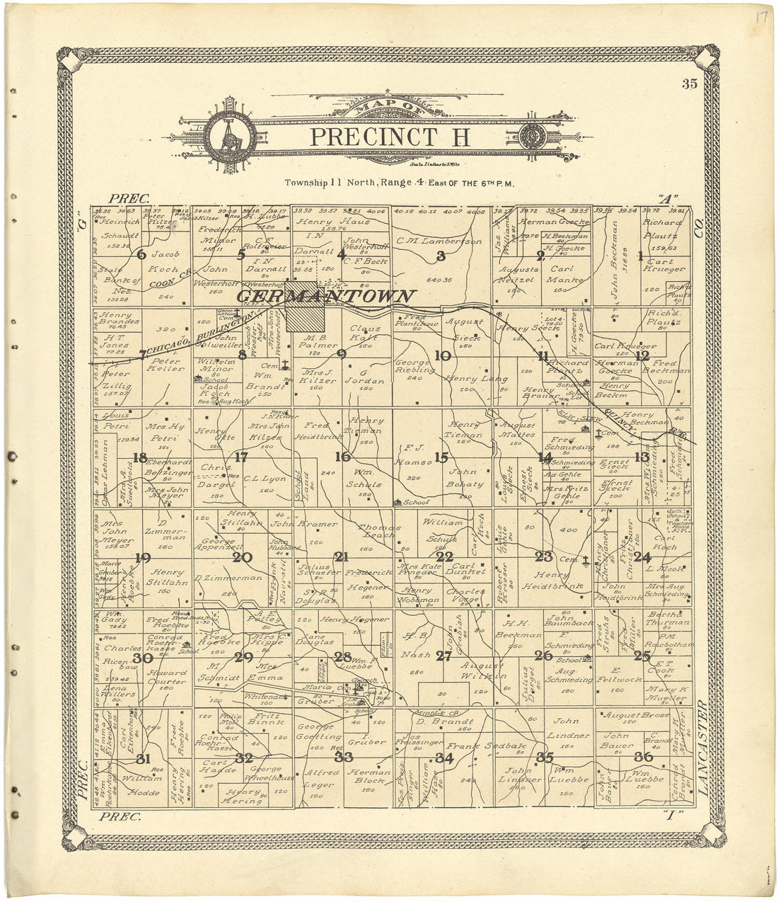 Map of Precinct H from Standard Atlas of Seward County, Nebraska : Including a Plat Book of the Villages, Cities and Townships of the County, Map of the State, United States and World, Patrons Directory, Reference Business … 1908 by Relic Map Company
