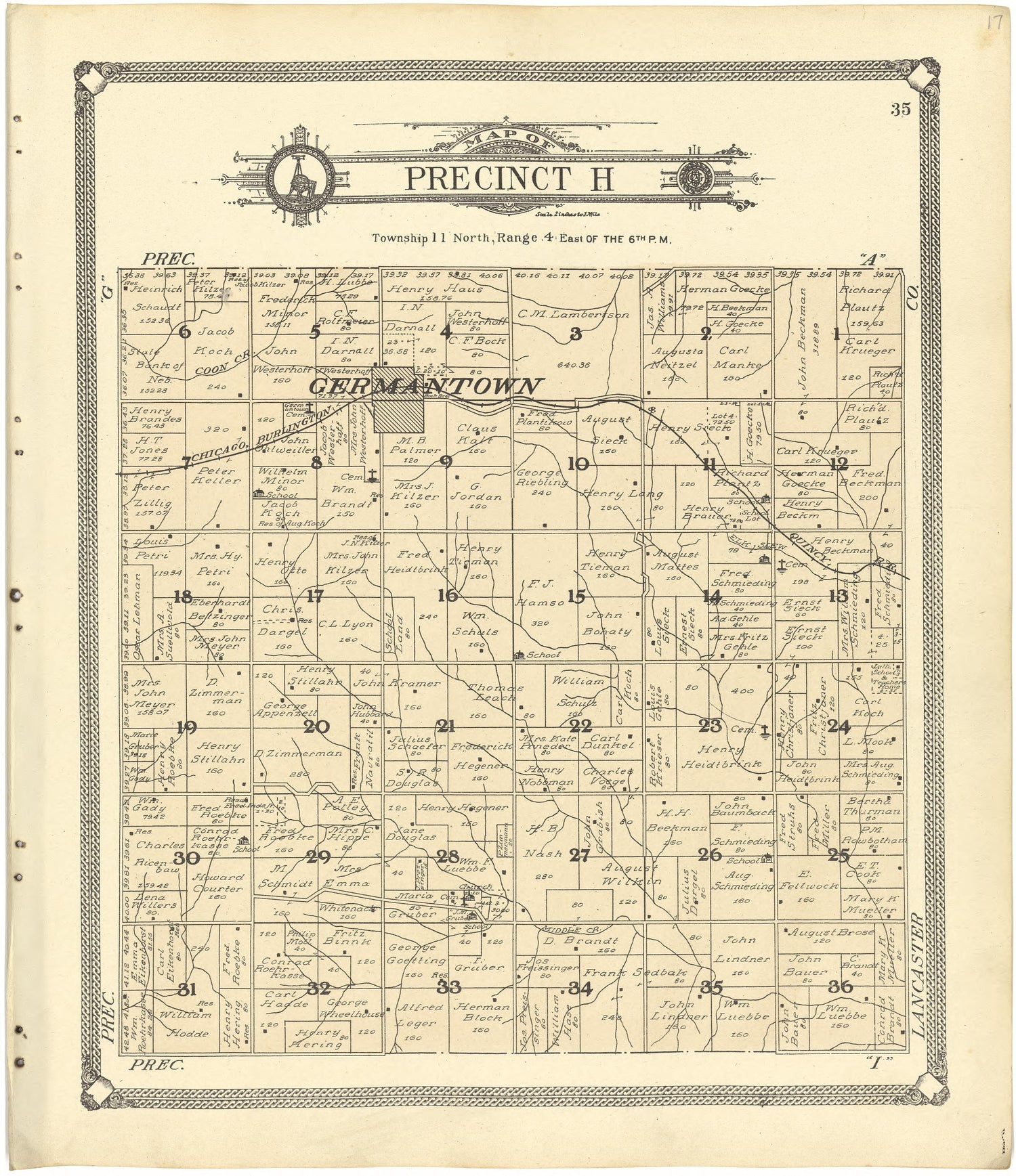 Map of Precinct H from Standard Atlas of Seward County, Nebraska : Including a Plat Book of the Villages, Cities and Townships of the County, Map of the State, United States and World, Patrons Directory, Reference Business … 1908 by Relic Map Company