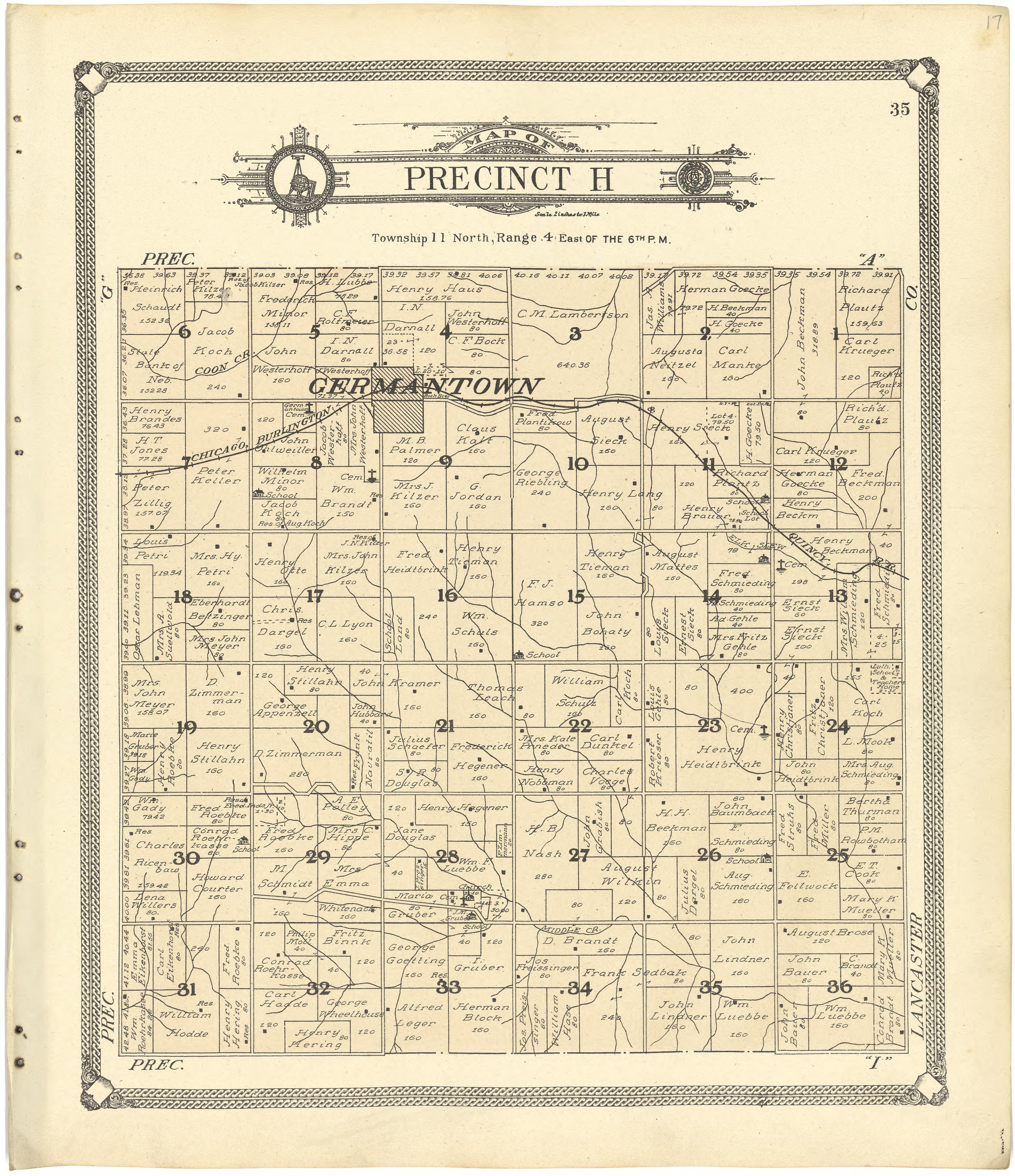 Map of Precinct H from Standard Atlas of Seward County, Nebraska : Including a Plat Book of the Villages, Cities and Townships of the County, Map of the State, United States and World, Patrons Directory, Reference Business … 1908 by Relic Map Company