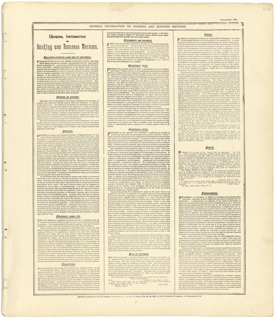 General Information On Banking and Business Methods from Standard Atlas of Seward County, Nebraska : Including a Plat Book of the Villages, Cities and Townships of the County, Map of the State, United States and World, Patrons Directory, Reference Bus... by Relic Map Company