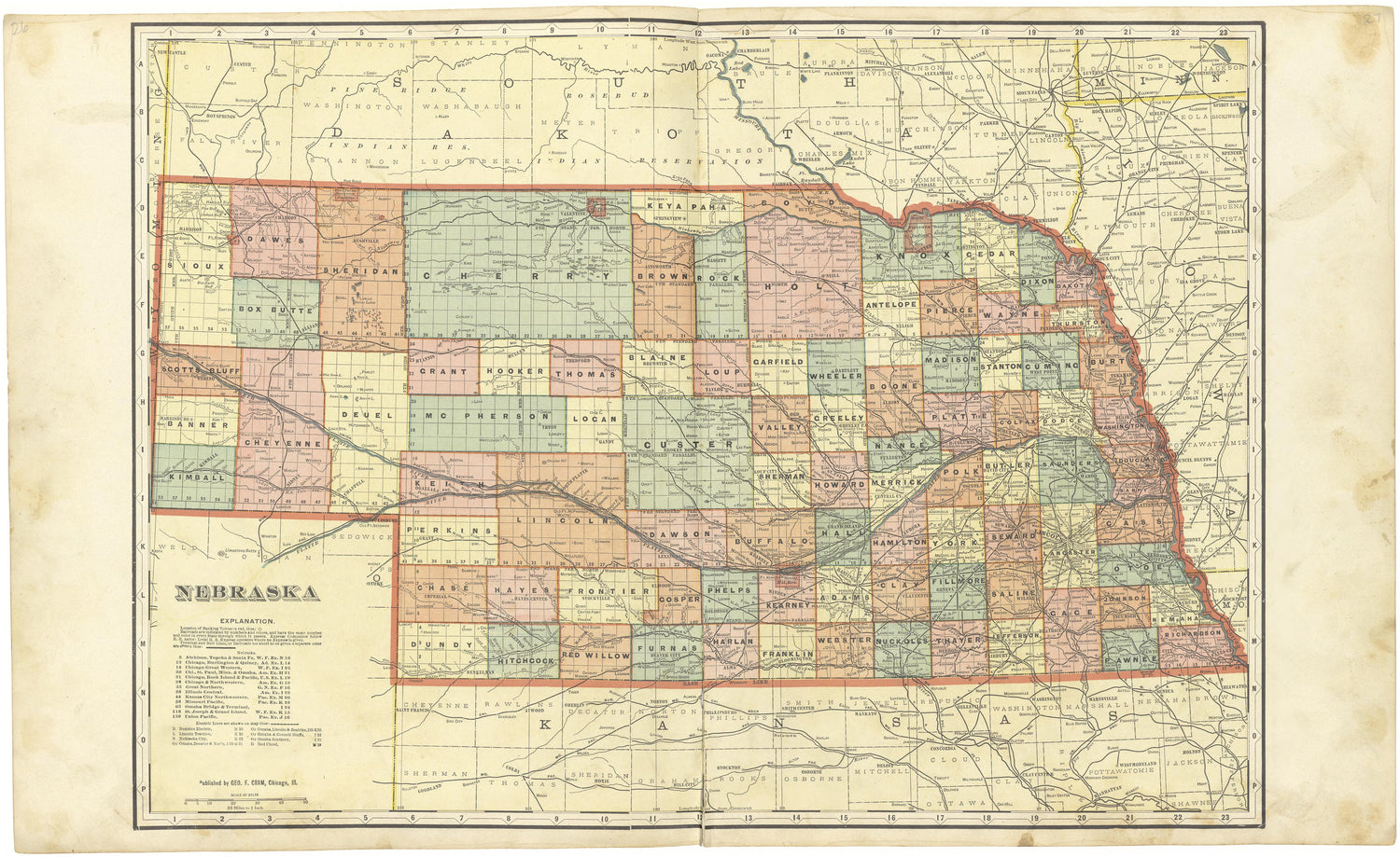 Nebraska from Standard Atlas of Seward County, Nebraska : Including a Plat Book of the Villages, Cities and Townships of the County, Map of the State, United States and World, Patrons Directory, Reference Business … 1908 by Relic Map Company