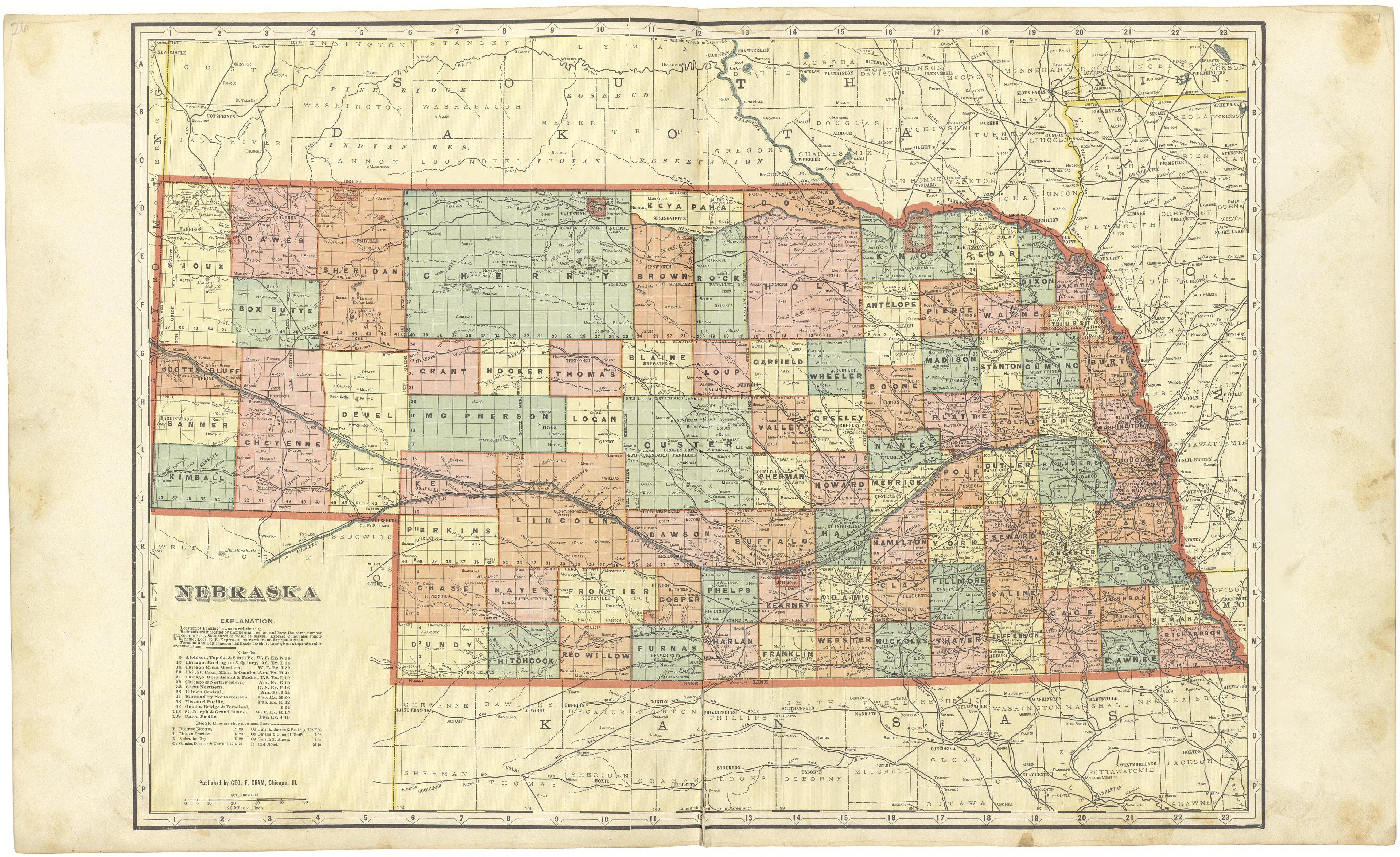 Nebraska from Standard Atlas of Seward County, Nebraska : Including a Plat Book of the Villages, Cities and Townships of the County, Map of the State, United States and World, Patrons Directory, Reference Business … 1908 by Relic Map Company