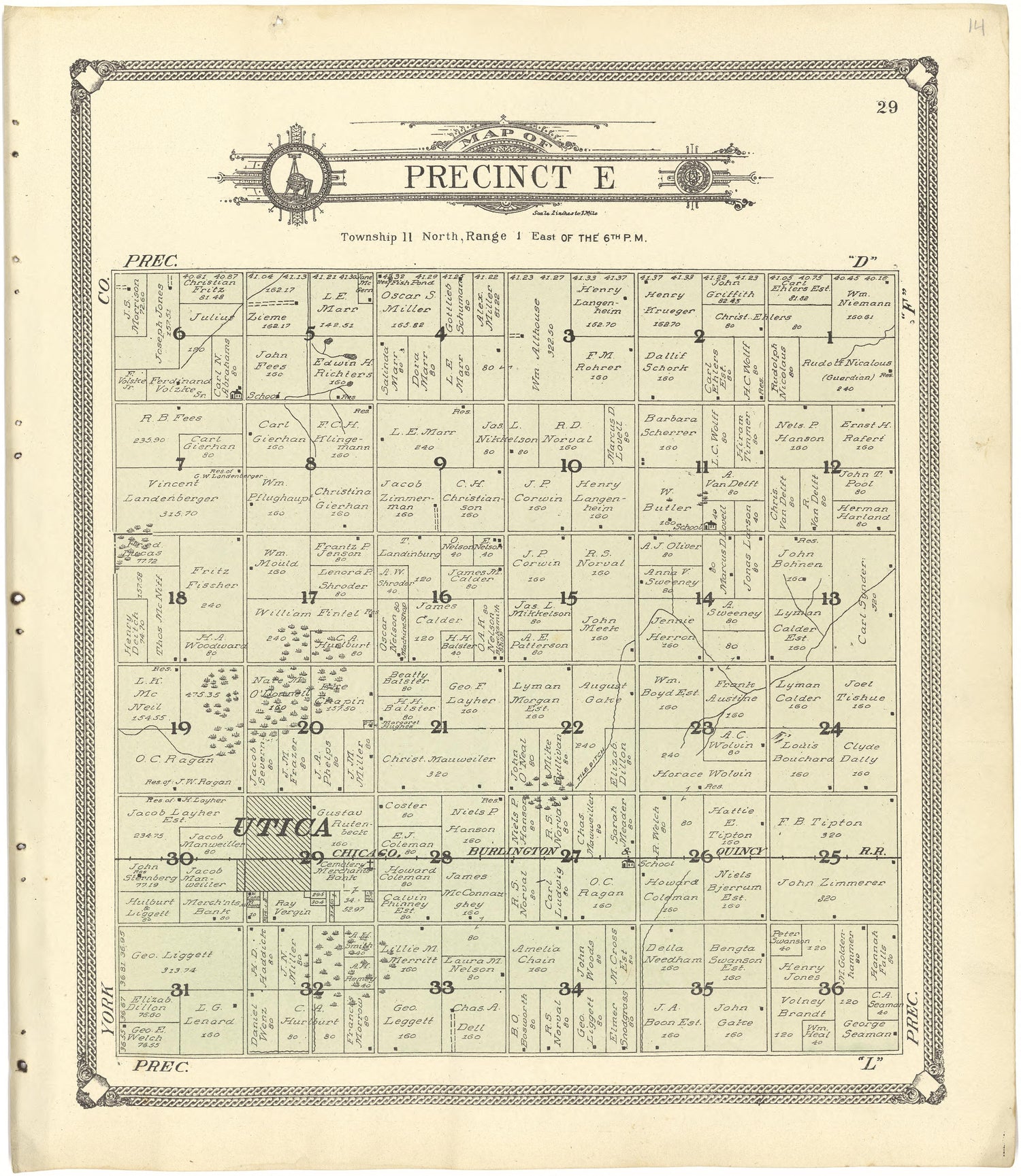 Map of Precinct E from Standard Atlas of Seward County, Nebraska : Including a Plat Book of the Villages, Cities and Townships of the County, Map of the State, United States and World, Patrons Directory, Reference Business … 1908 by Relic Map Company