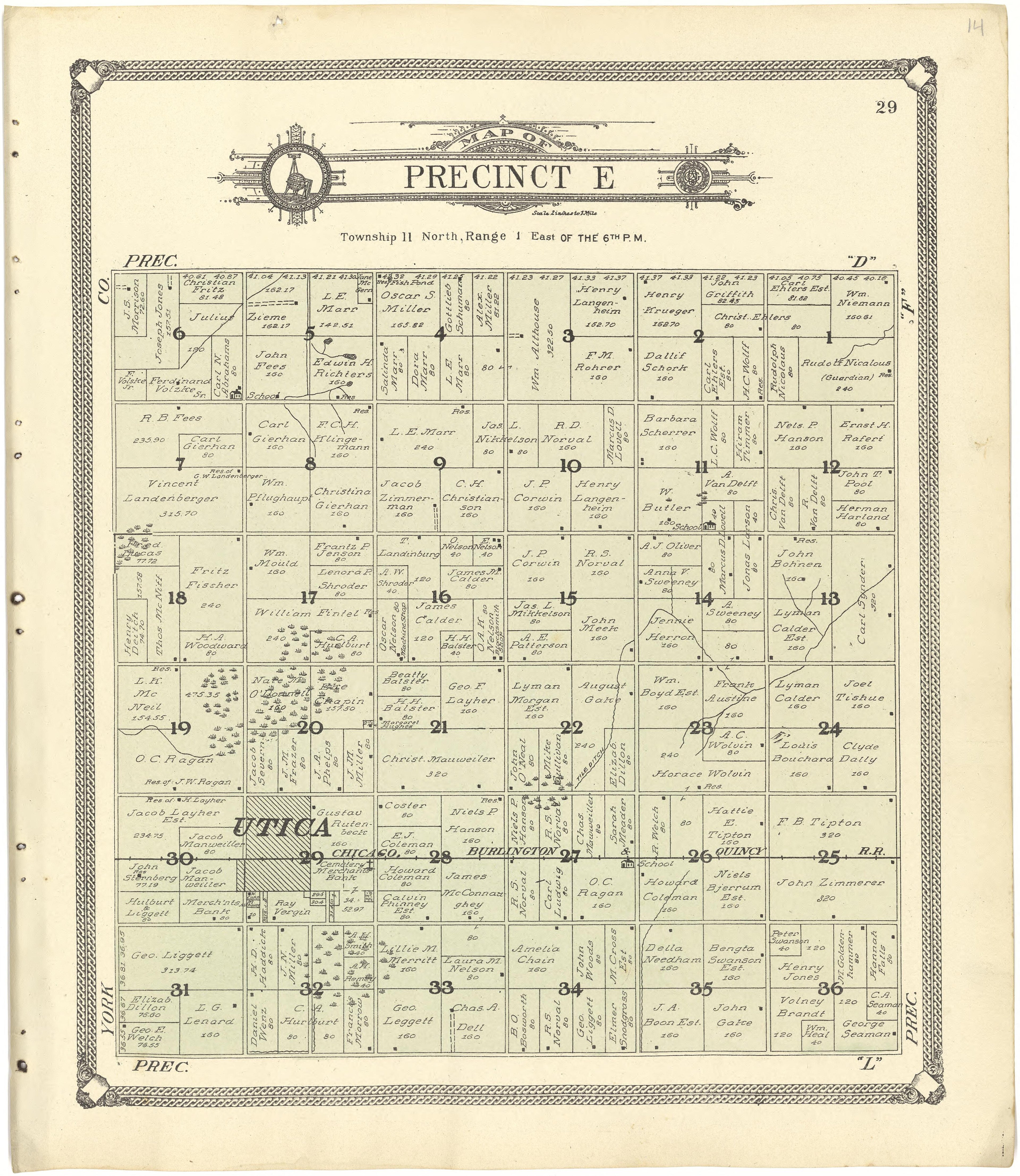 Map of Precinct E from Standard Atlas of Seward County, Nebraska : Including a Plat Book of the Villages, Cities and Townships of the County, Map of the State, United States and World, Patrons Directory, Reference Business … 1908 by Relic Map Company