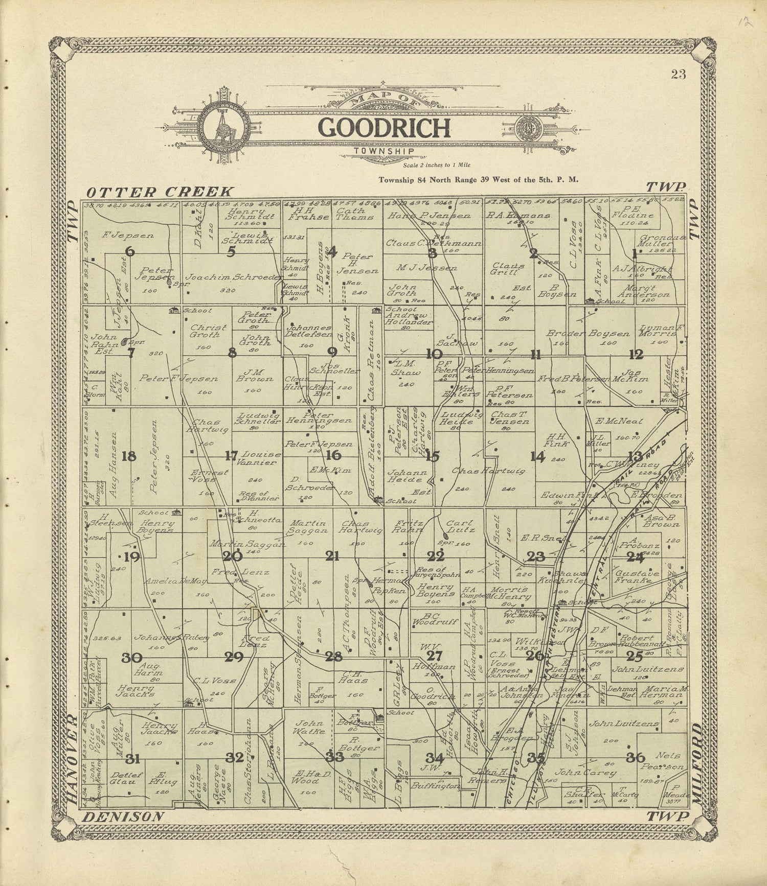 Map of Goodrich Township from Standard Atlas of Crawford County, Iowa : Including a Plat Book of the Villages, Cities and Townships of the County, Map of the State, United States and World, Patrons Directory, Reference Business … 1908 by Relic Map Company