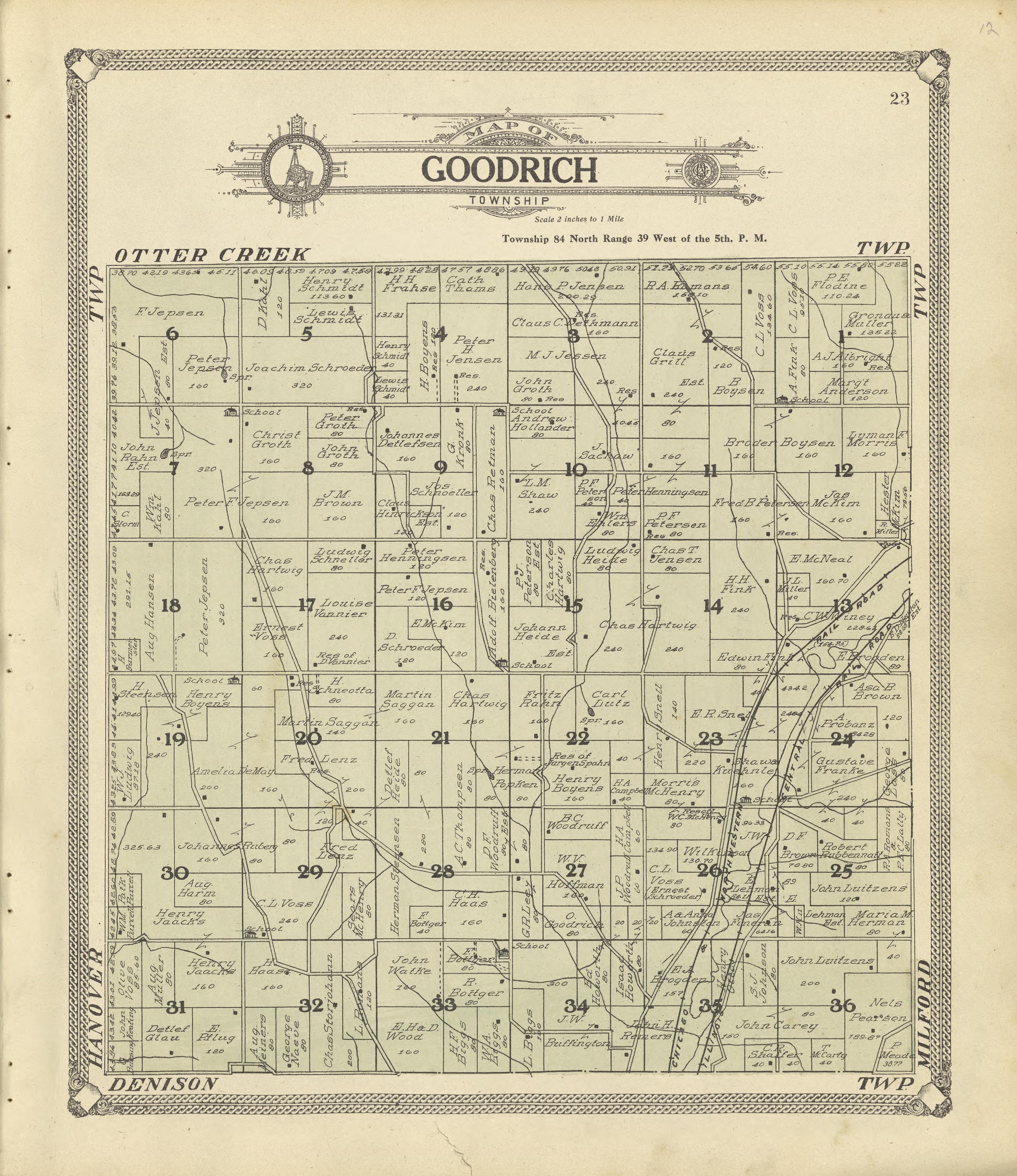 Map of Goodrich Township from Standard Atlas of Crawford County, Iowa : Including a Plat Book of the Villages, Cities and Townships of the County, Map of the State, United States and World, Patrons Directory, Reference Business … 1908 by Relic Map Company