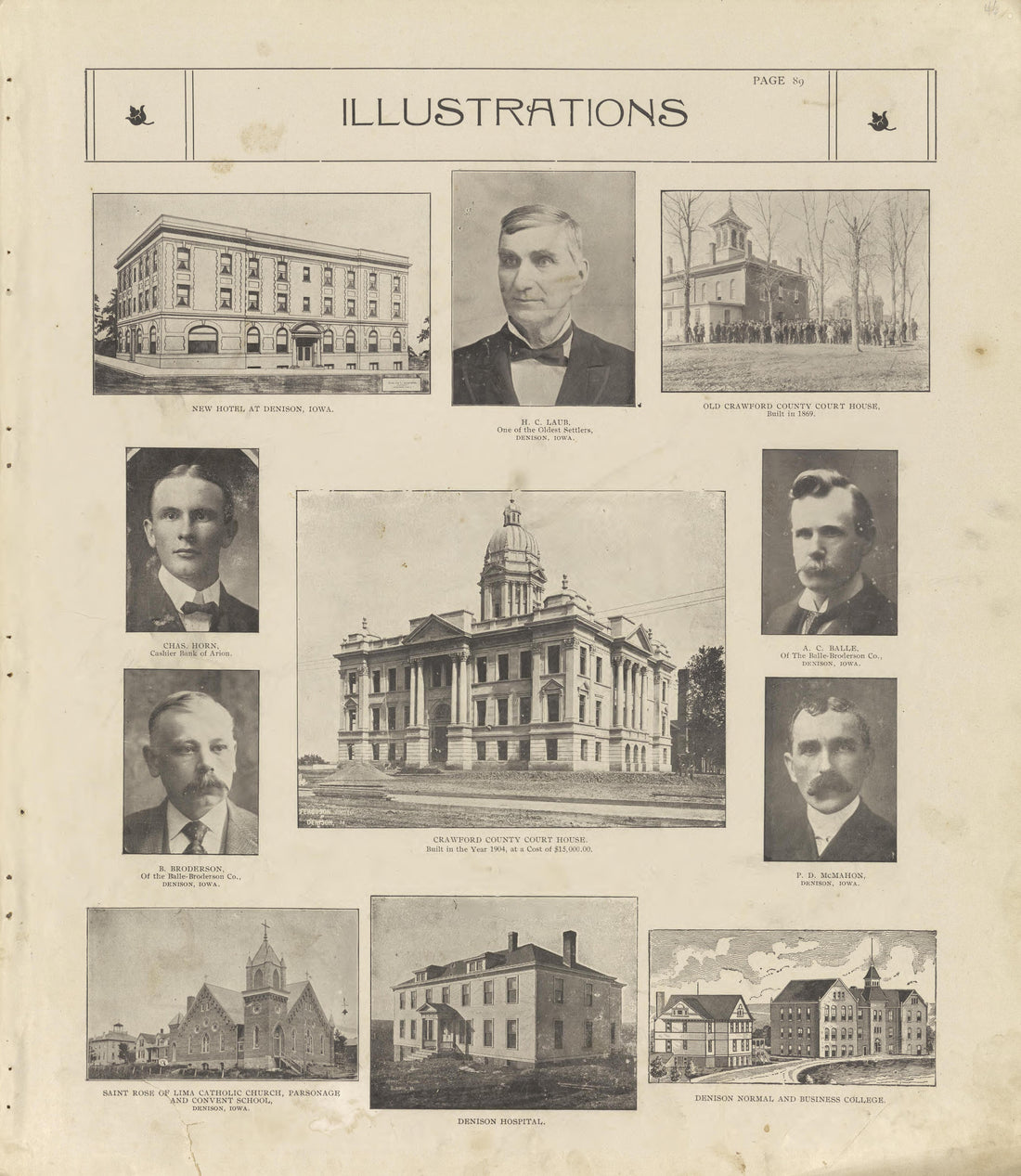 Illustrations Continued from Standard Atlas of Crawford County, Iowa : Including a Plat Book of the Villages, Cities and Townships of the County, Map of the State, United States and World, Patrons Directory, Reference Business … 1908 by Relic Map Company