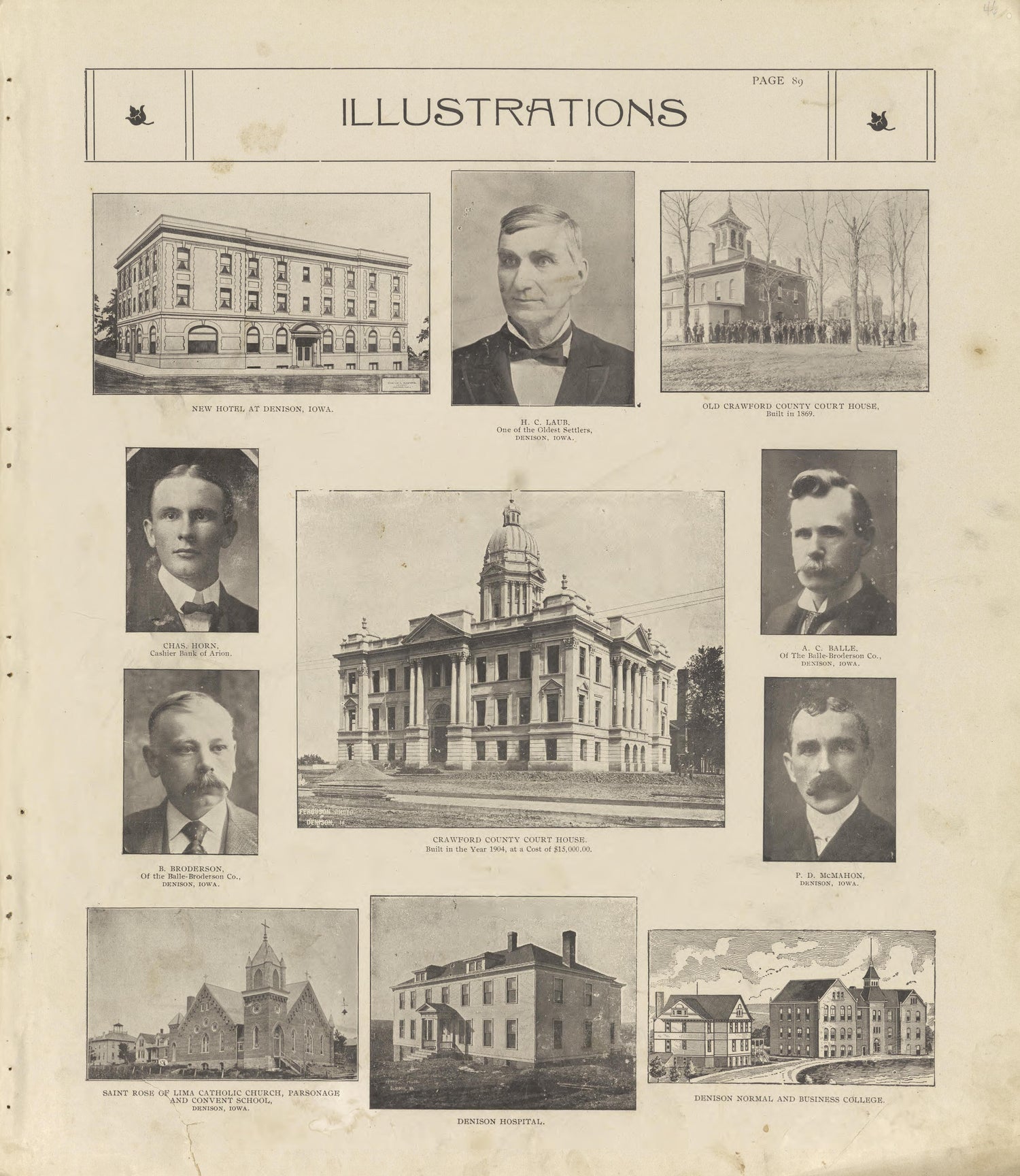 Illustrations Continued from Standard Atlas of Crawford County, Iowa : Including a Plat Book of the Villages, Cities and Townships of the County, Map of the State, United States and World, Patrons Directory, Reference Business … 1908 by Relic Map Company