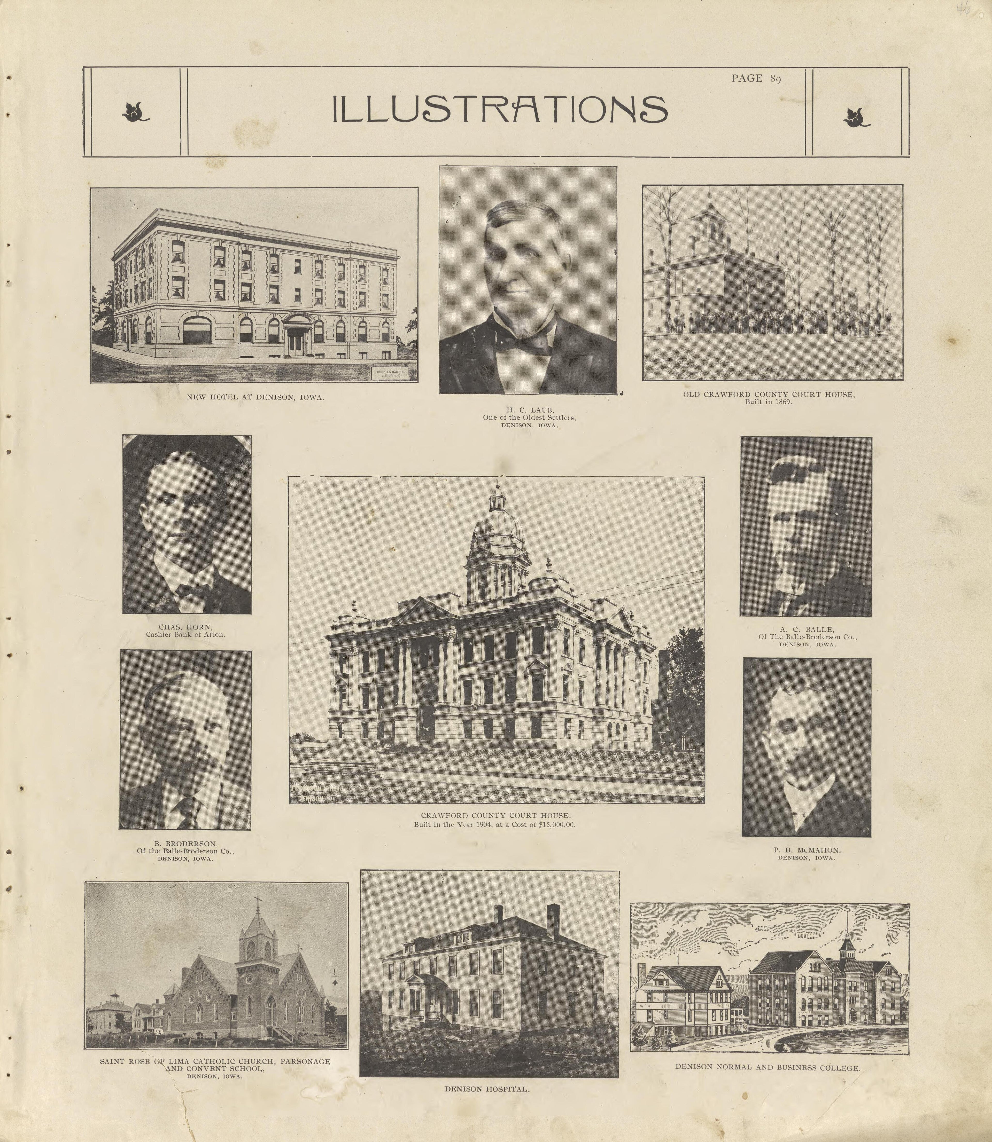 Illustrations Continued from Standard Atlas of Crawford County, Iowa : Including a Plat Book of the Villages, Cities and Townships of the County, Map of the State, United States and World, Patrons Directory, Reference Business … 1908 by Relic Map Company