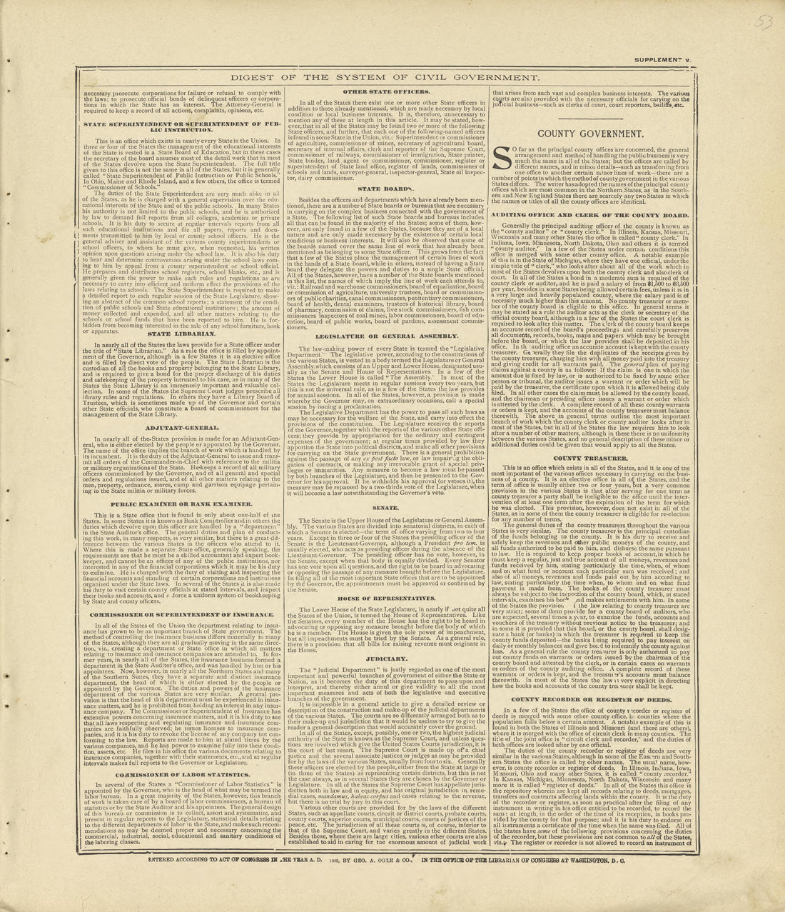 Digest of the System of Civil Government Continued from Standard Atlas of Crawford County, Iowa : Including a Plat Book of the Villages, Cities and Townships of the County, Map of the State, United States and World, Patrons Directory, Reference Busine... by Relic Map Company