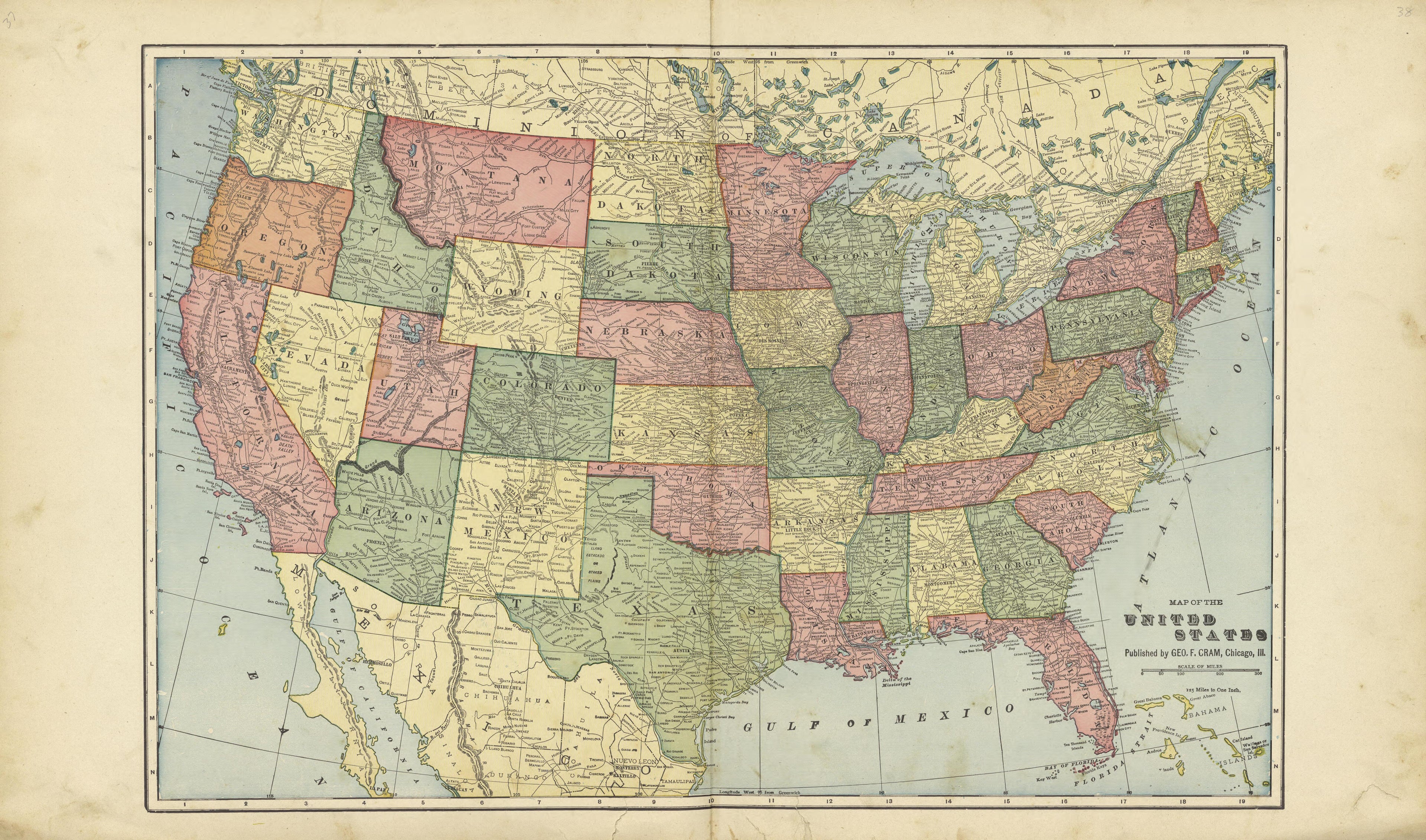 Map of the United States from Standard Atlas of Crawford County, Iowa : Including a Plat Book of the Villages, Cities and Townships of the County, Map of the State, United States and World, Patrons Directory, Reference Business … 1908 by Relic Map Company