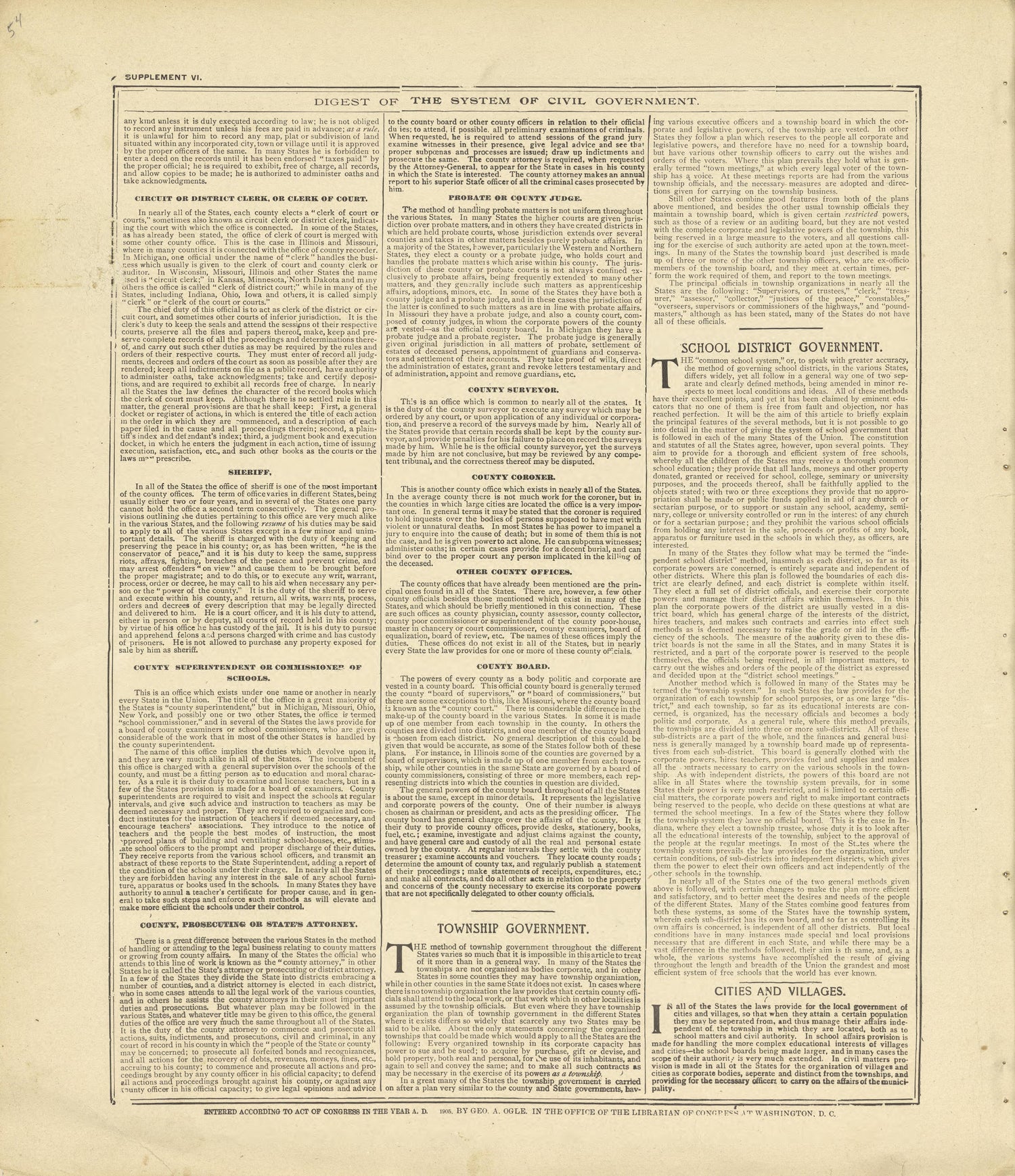 Digest of the System of Civil Government Continued from Standard Atlas of Crawford County, Iowa : Including a Plat Book of the Villages, Cities and Townships of the County, Map of the State, United States and World, Patrons Directory, Reference Busine... by Relic Map Company