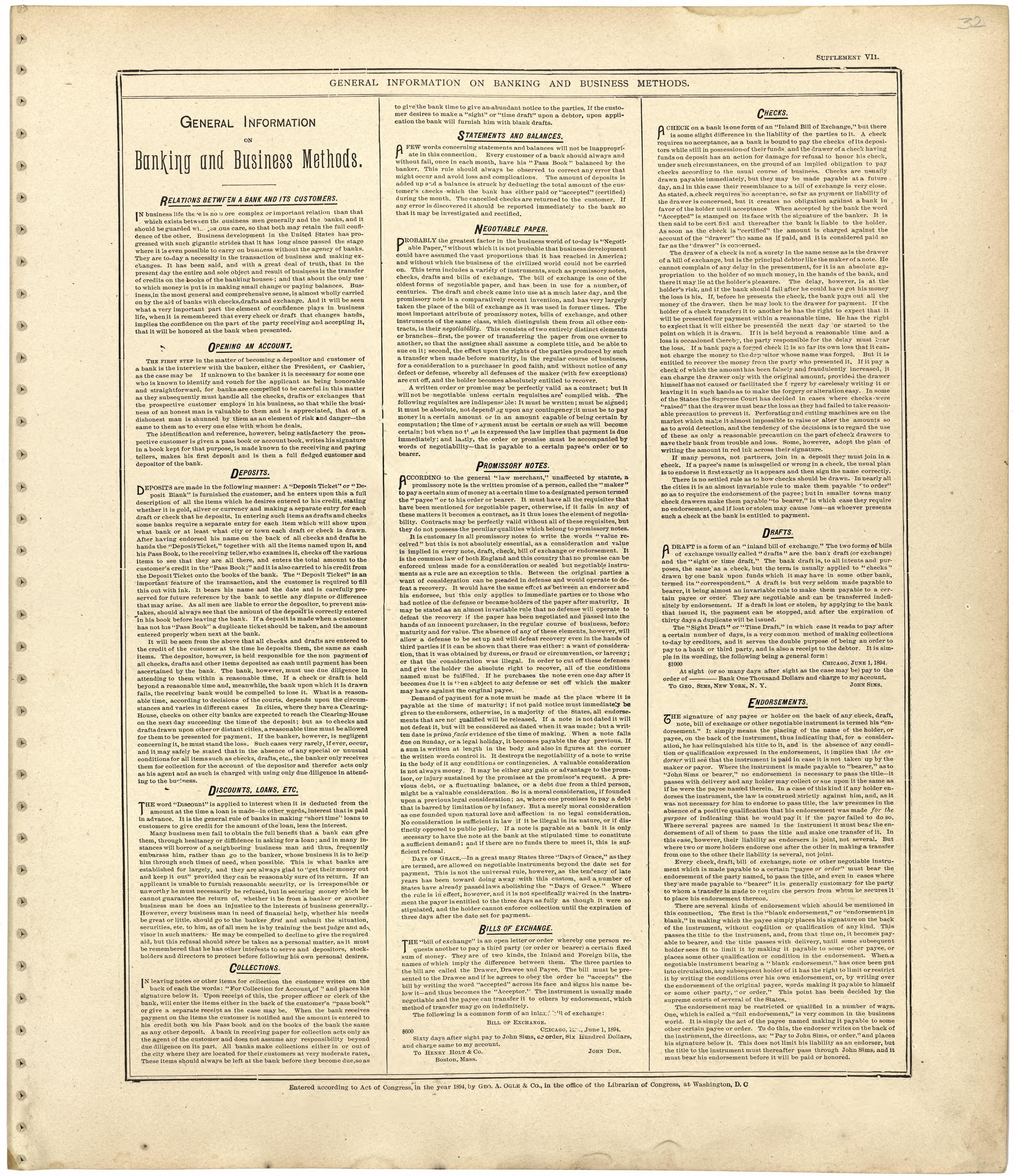 General Information On Banking and Business Methods from Standard Atlas of Worth County, Missouri : Including a Plat Book of the Villages, Cities and Townships of the County, Map of the State, United States and World, Patrons Directory, Reference Busi... by Relic Map Company