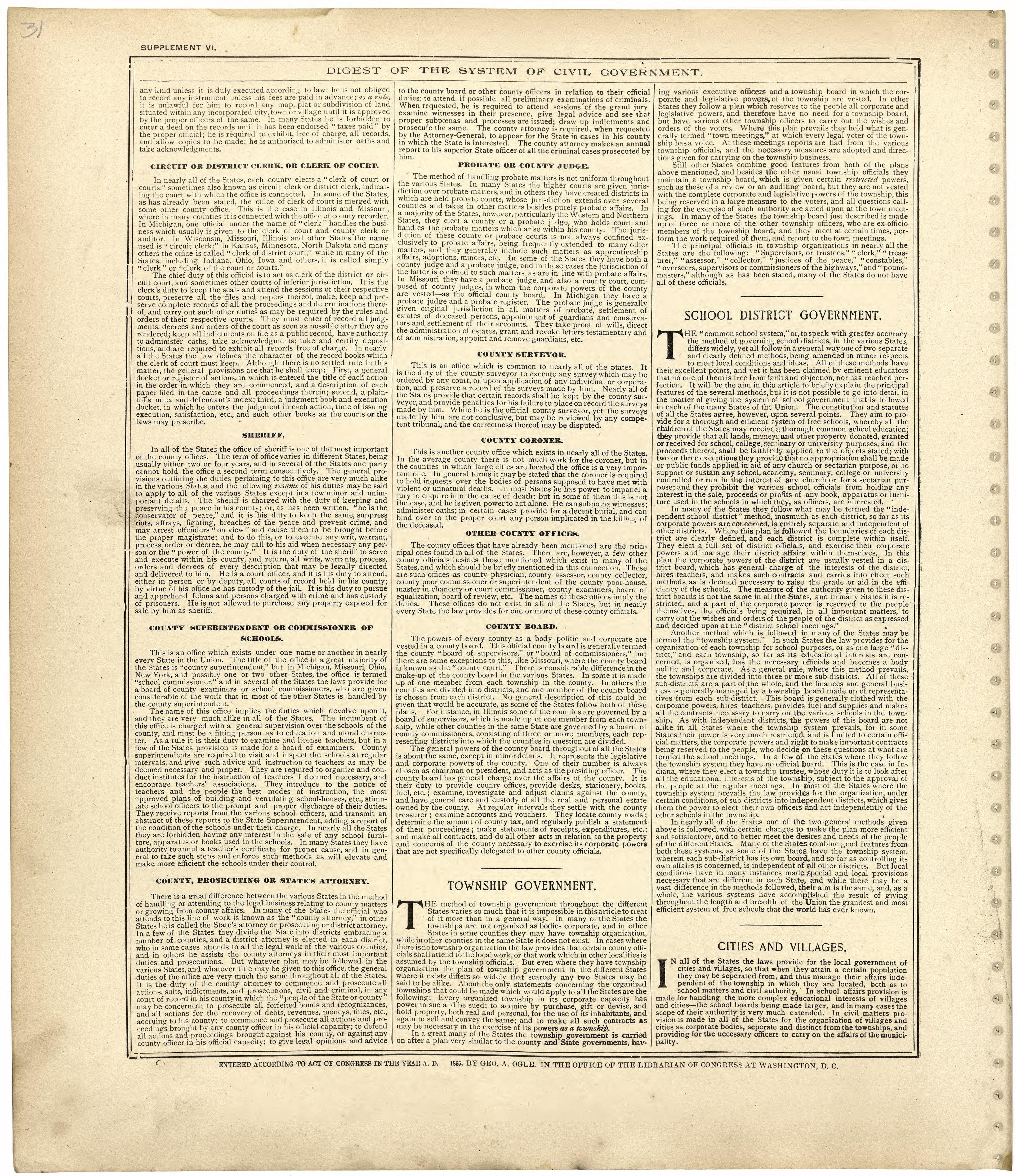 Digest of the System of Civil Government from Standard Atlas of Worth County, Missouri : Including a Plat Book of the Villages, Cities and Townships of the County, Map of the State, United States and World, Patrons Directory, Reference Business … 1902 by Relic Map Company