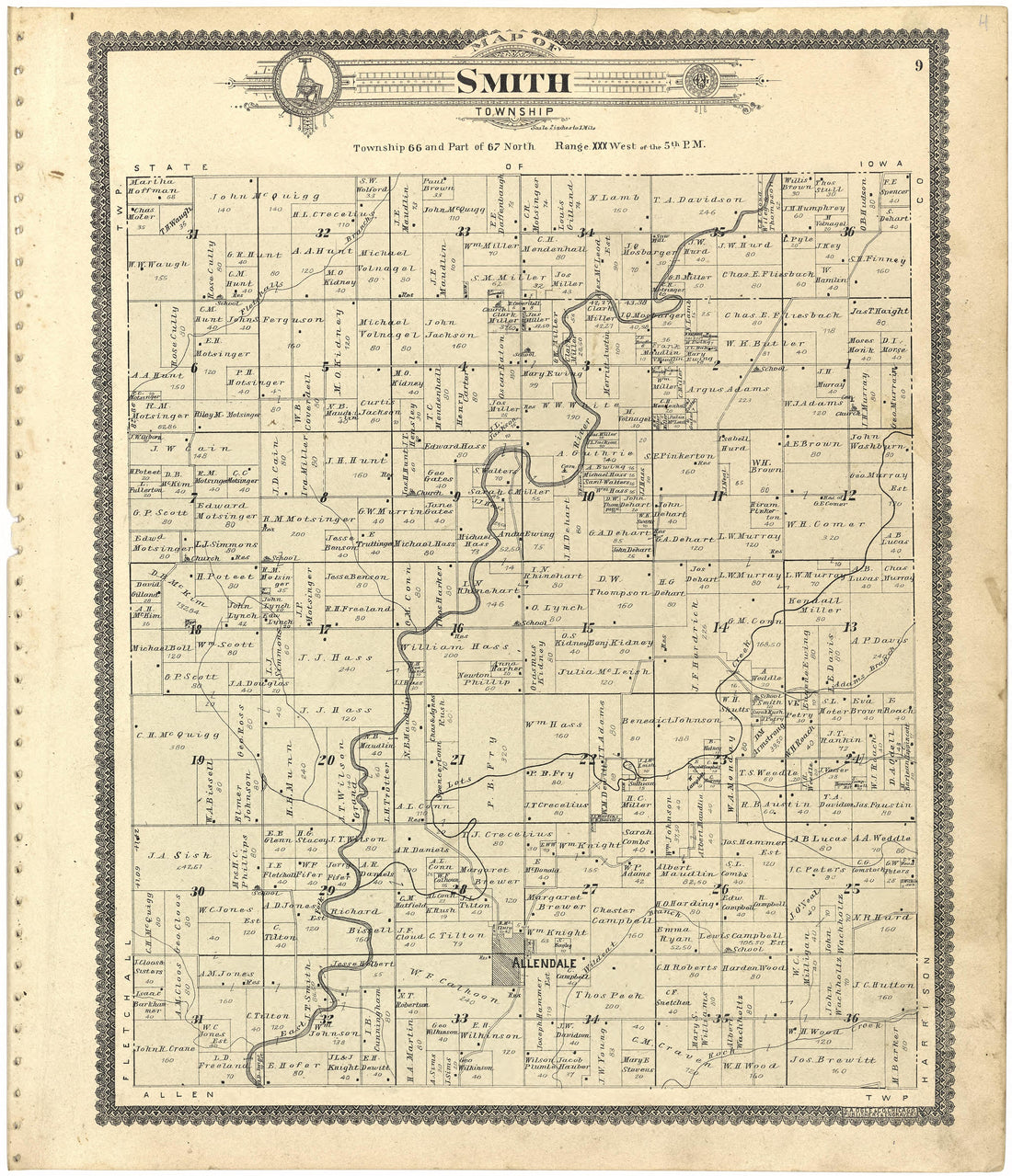 Map of Smith Township from Standard Atlas of Worth County, Missouri : Including a Plat Book of the Villages, Cities and Townships of the County, Map of the State, United States and World, Patrons Directory, Reference Business … 1902 by Relic Map Company