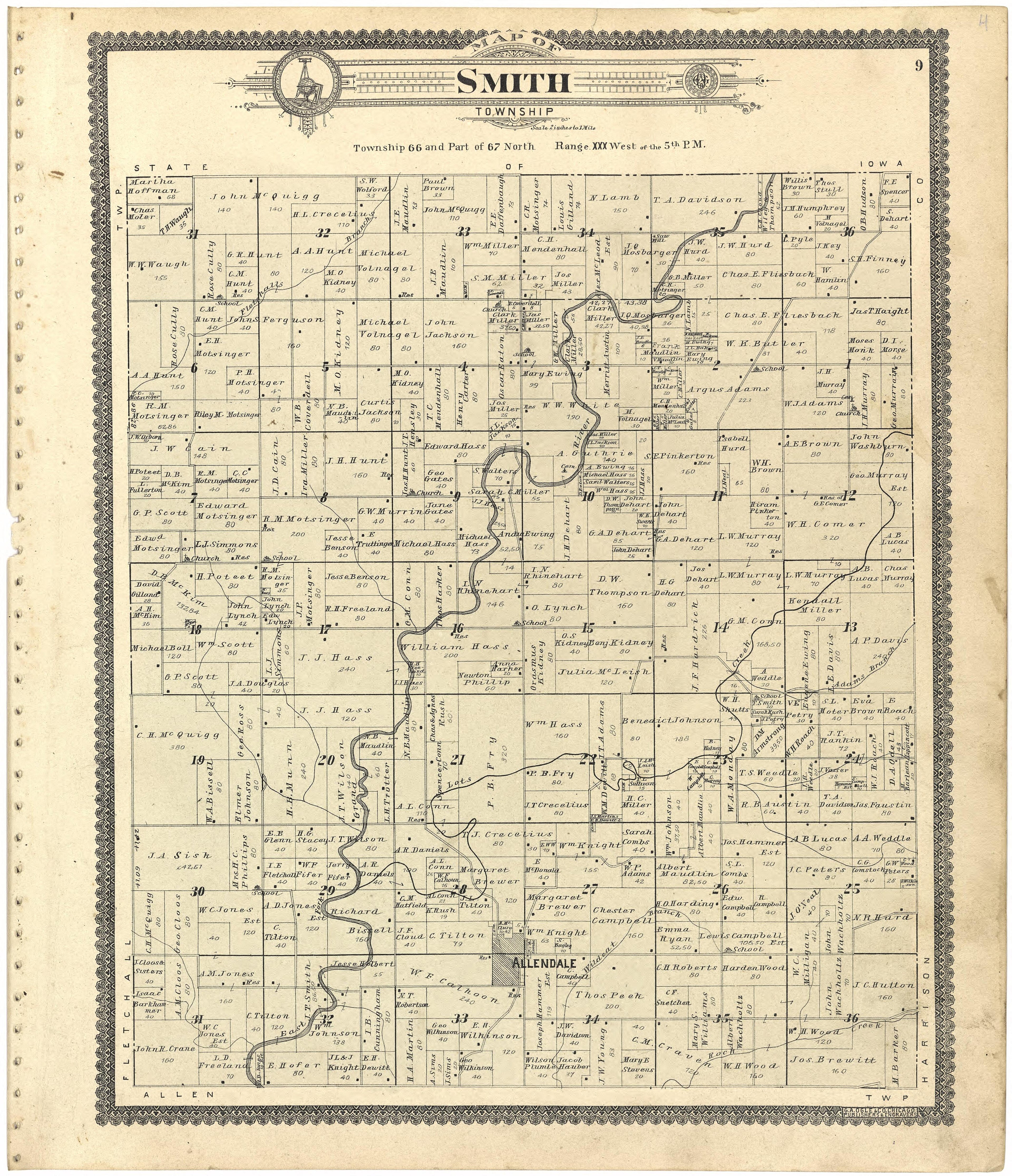 Map of Smith Township from Standard Atlas of Worth County, Missouri : Including a Plat Book of the Villages, Cities and Townships of the County, Map of the State, United States and World, Patrons Directory, Reference Business … 1902 by Relic Map Company
