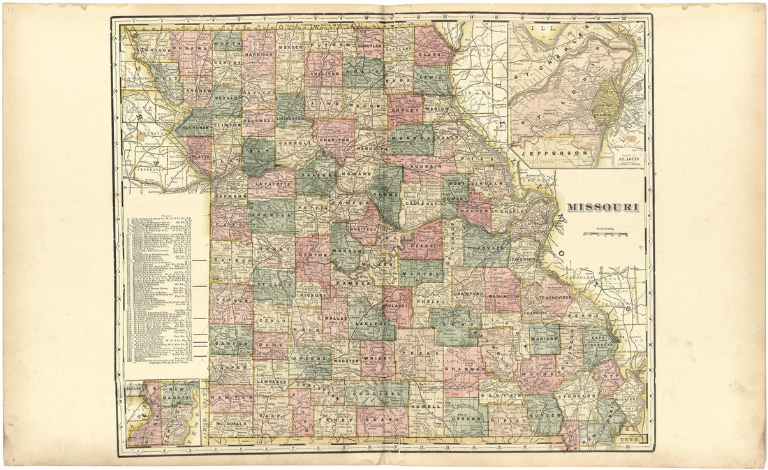 Missouri from Standard Atlas of Worth County, Missouri : Including a Plat Book of the Villages, Cities and Townships of the County, Map of the State, United States and World, Patrons Directory, Reference Business … 1902 by Relic Map Company