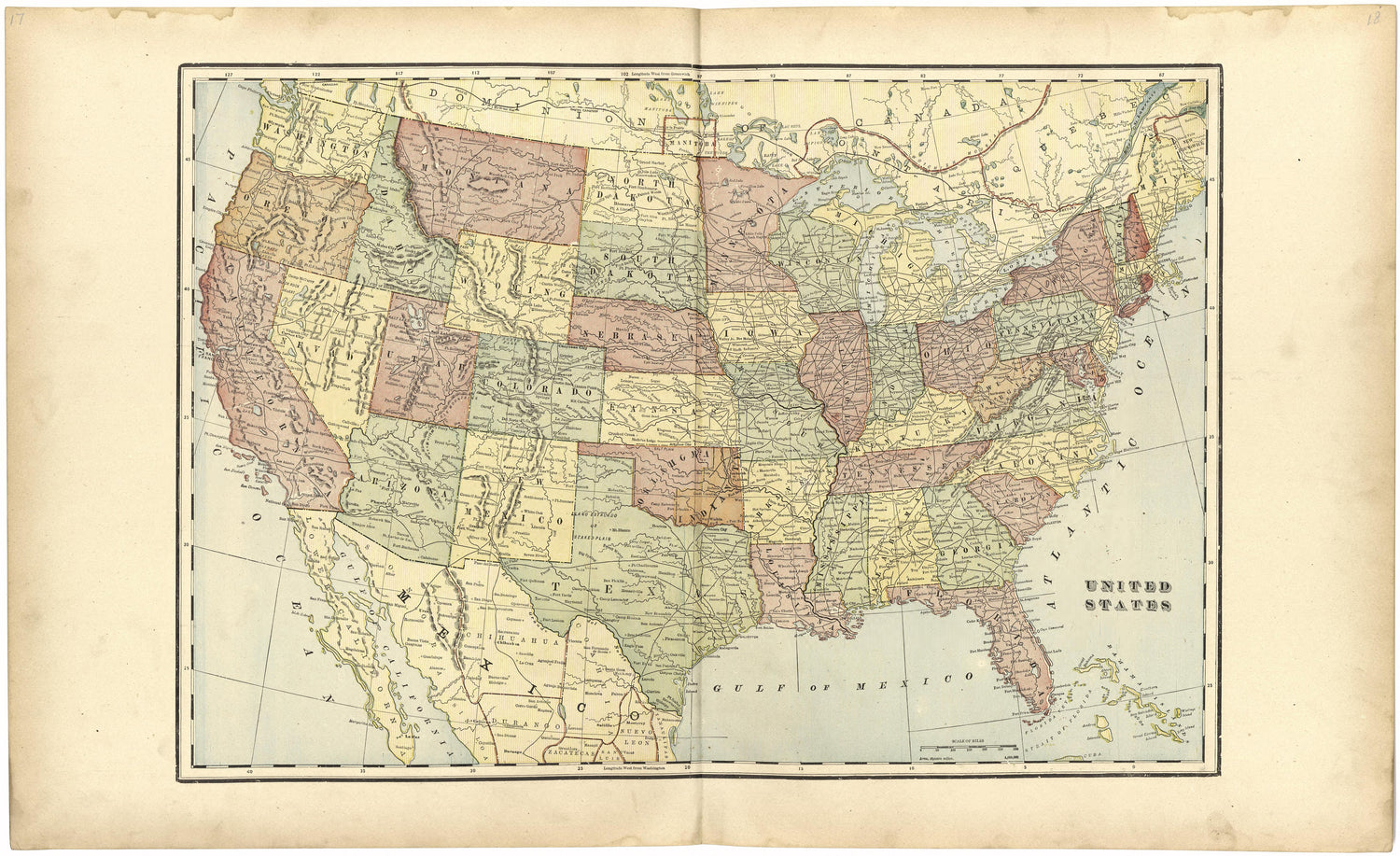 United States from Standard Atlas of Worth County, Missouri : Including a Plat Book of the Villages, Cities and Townships of the County, Map of the State, United States and World, Patrons Directory, Reference Business … 1902 by Relic Map Company