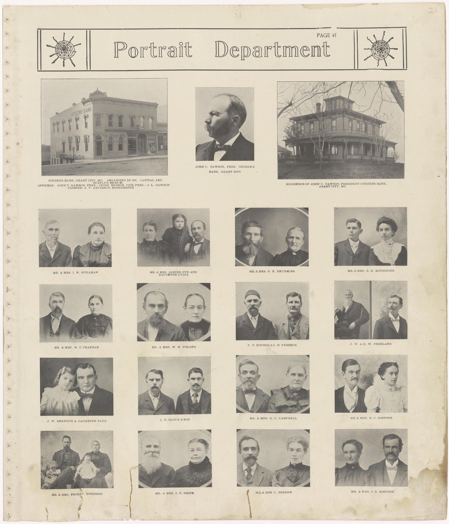 Portrait Department from Standard Atlas of Worth County, Missouri : Including a Plat Book of the Villages, Cities and Townships of the County, Map of the State, United States and World, Patrons Directory, Reference Business … 1902 by Relic Map Company