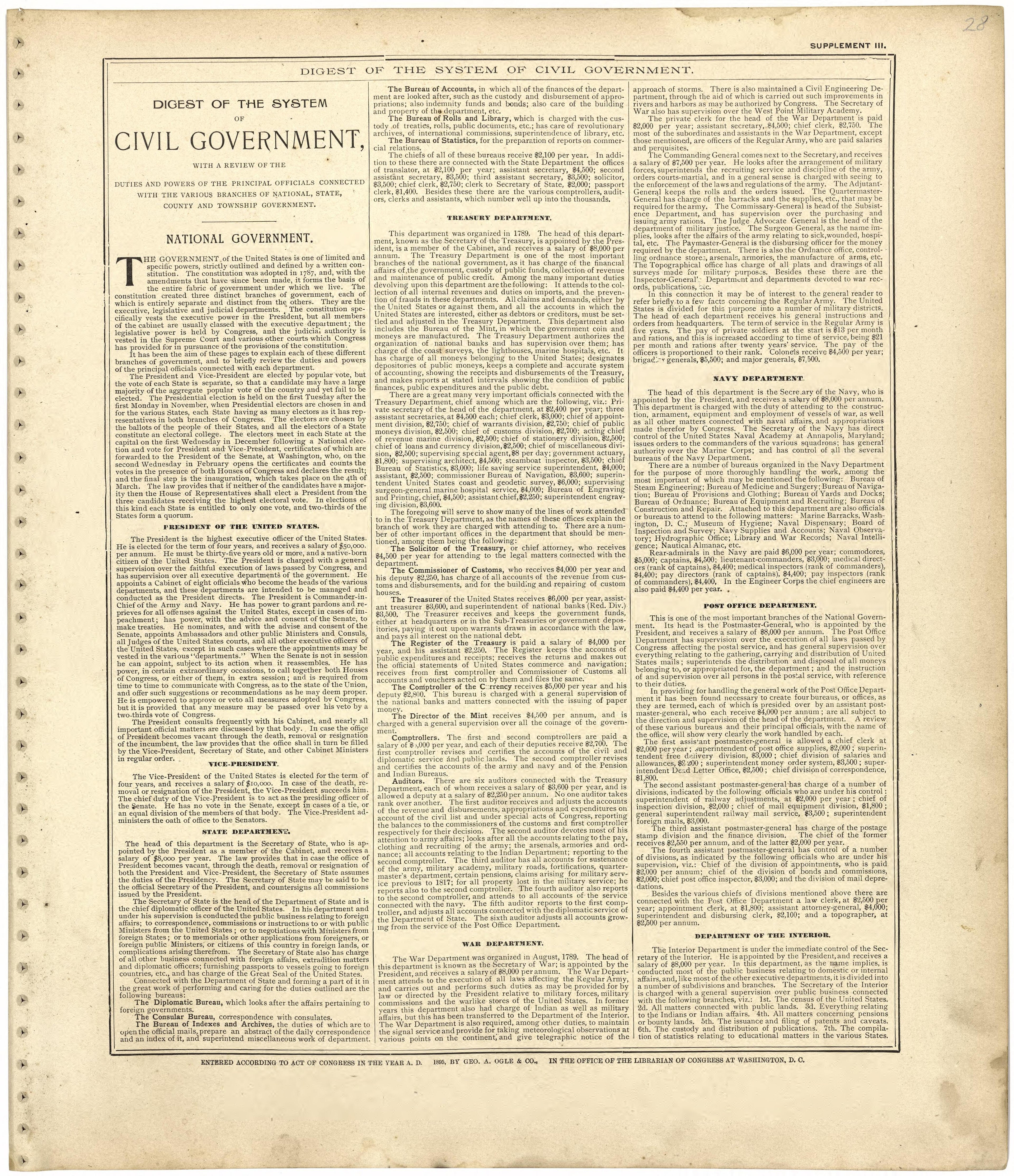 Digest of the System of Civil Government from Standard Atlas of Worth County, Missouri : Including a Plat Book of the Villages, Cities and Townships of the County, Map of the State, United States and World, Patrons Directory, Reference Business … 1902 by Relic Map Company