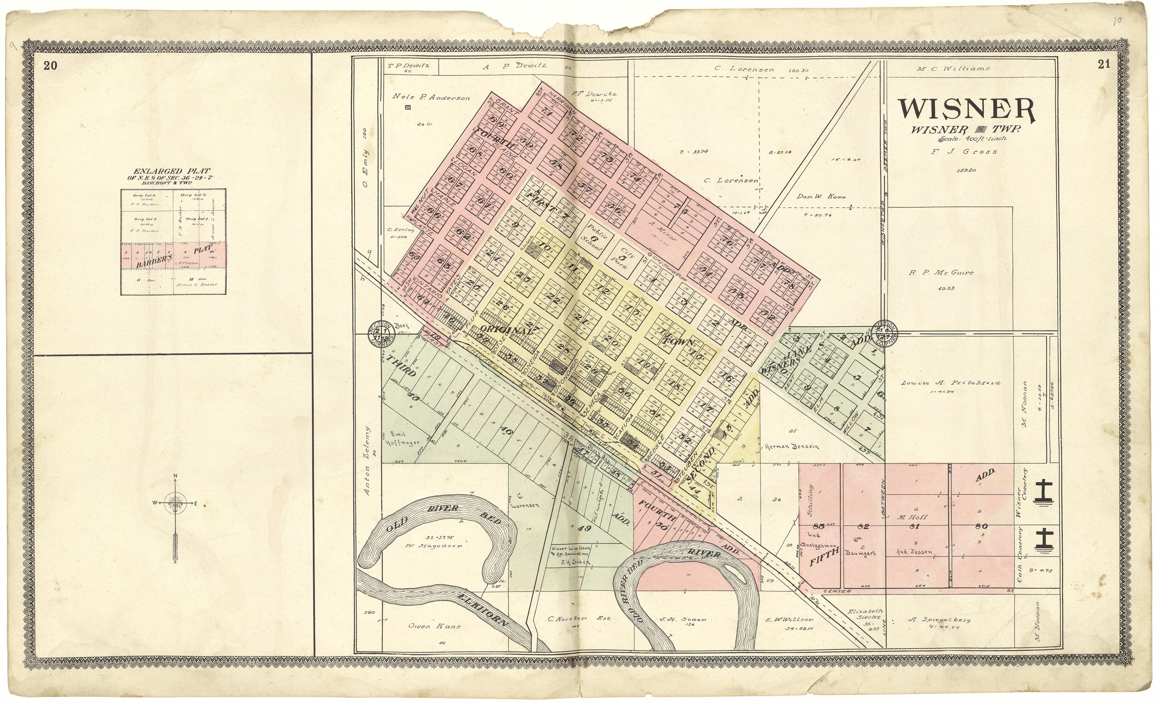 Wisner from Standard Atlas of Cuming County, Nebraska : Including a Plat Book of the Villages, Cities and Townships of the County, Map of the State, United States and World, Patrons Directory, Reference Business … 1908 by Relic Map Company