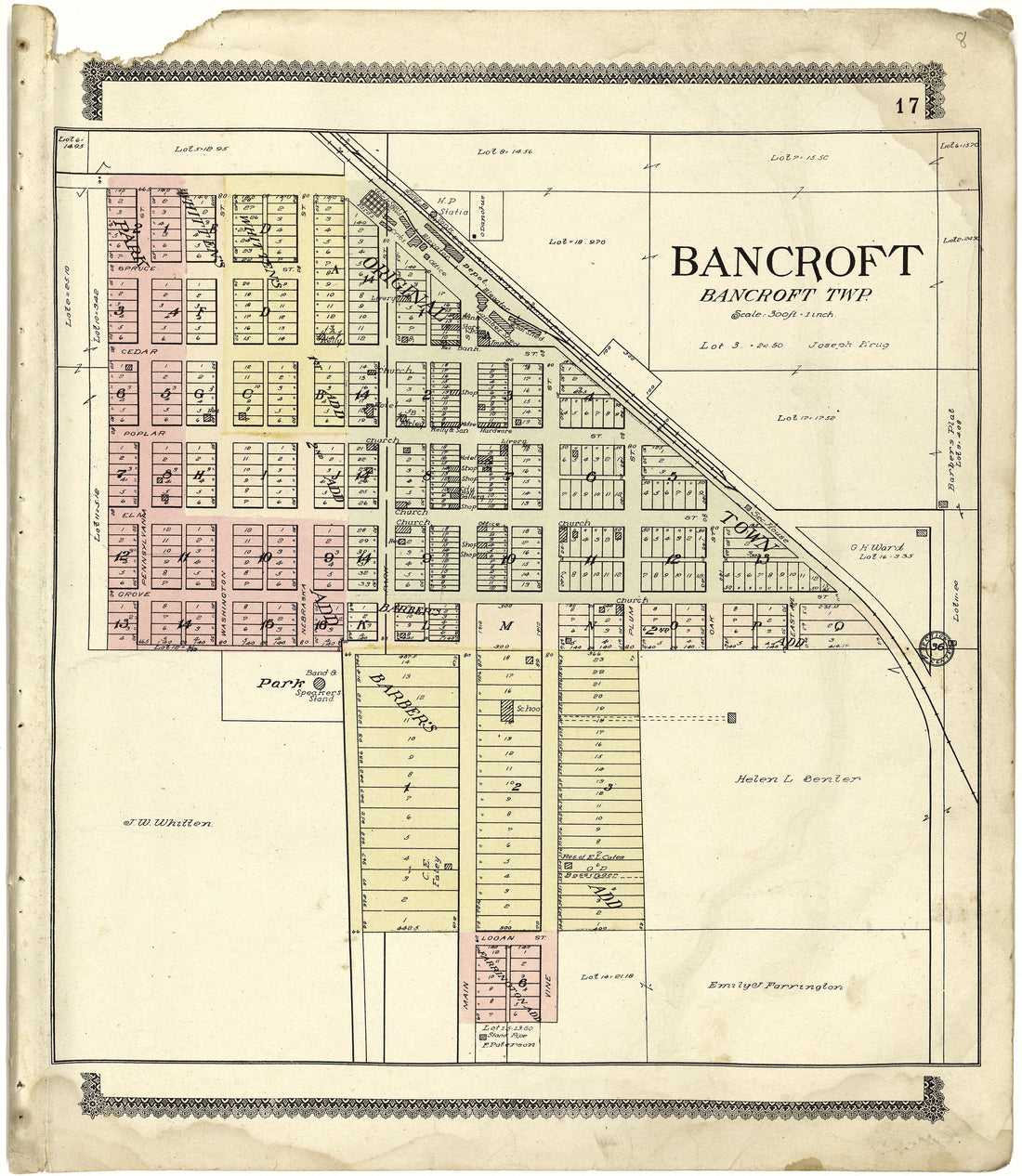 Bancroft from Standard Atlas of Cuming County, Nebraska : Including a Plat Book of the Villages, Cities and Townships of the County, Map of the State, United States and World, Patrons Directory, Reference Business … 1908 by Relic Map Company
