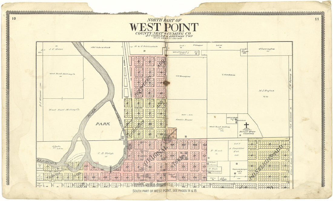 North Part of West Point from Standard Atlas of Cuming County, Nebraska : Including a Plat Book of the Villages, Cities and Townships of the County, Map of the State, United States and World, Patrons Directory, Reference Business … 1908 by Relic Map Company