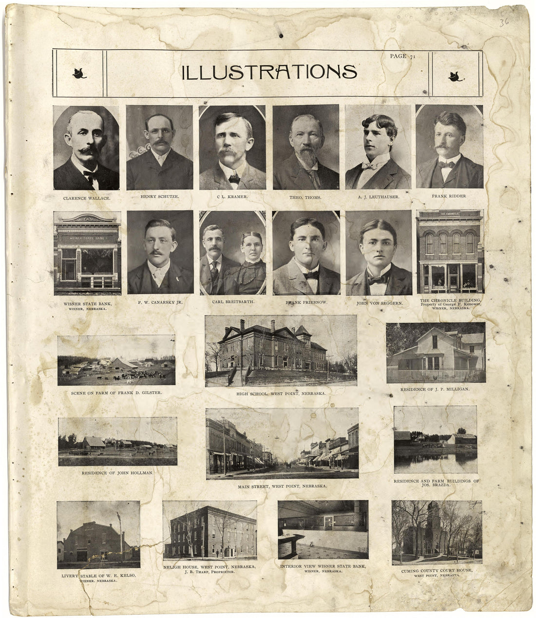 Illustrations from Standard Atlas of Cuming County, Nebraska : Including a Plat Book of the Villages, Cities and Townships of the County, Map of the State, United States and World, Patrons Directory, Reference Business … 1908 by Relic Map Company