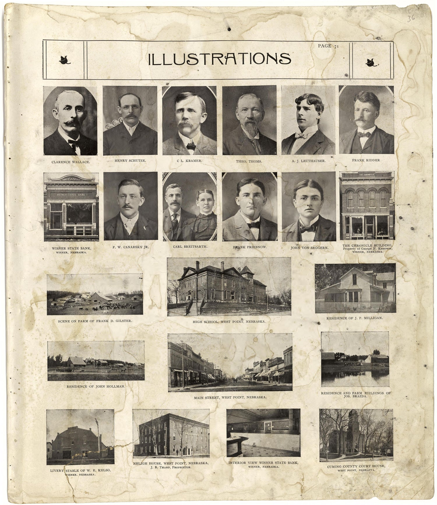 Illustrations from Standard Atlas of Cuming County, Nebraska : Including a Plat Book of the Villages, Cities and Townships of the County, Map of the State, United States and World, Patrons Directory, Reference Business … 1908 by Relic Map Company