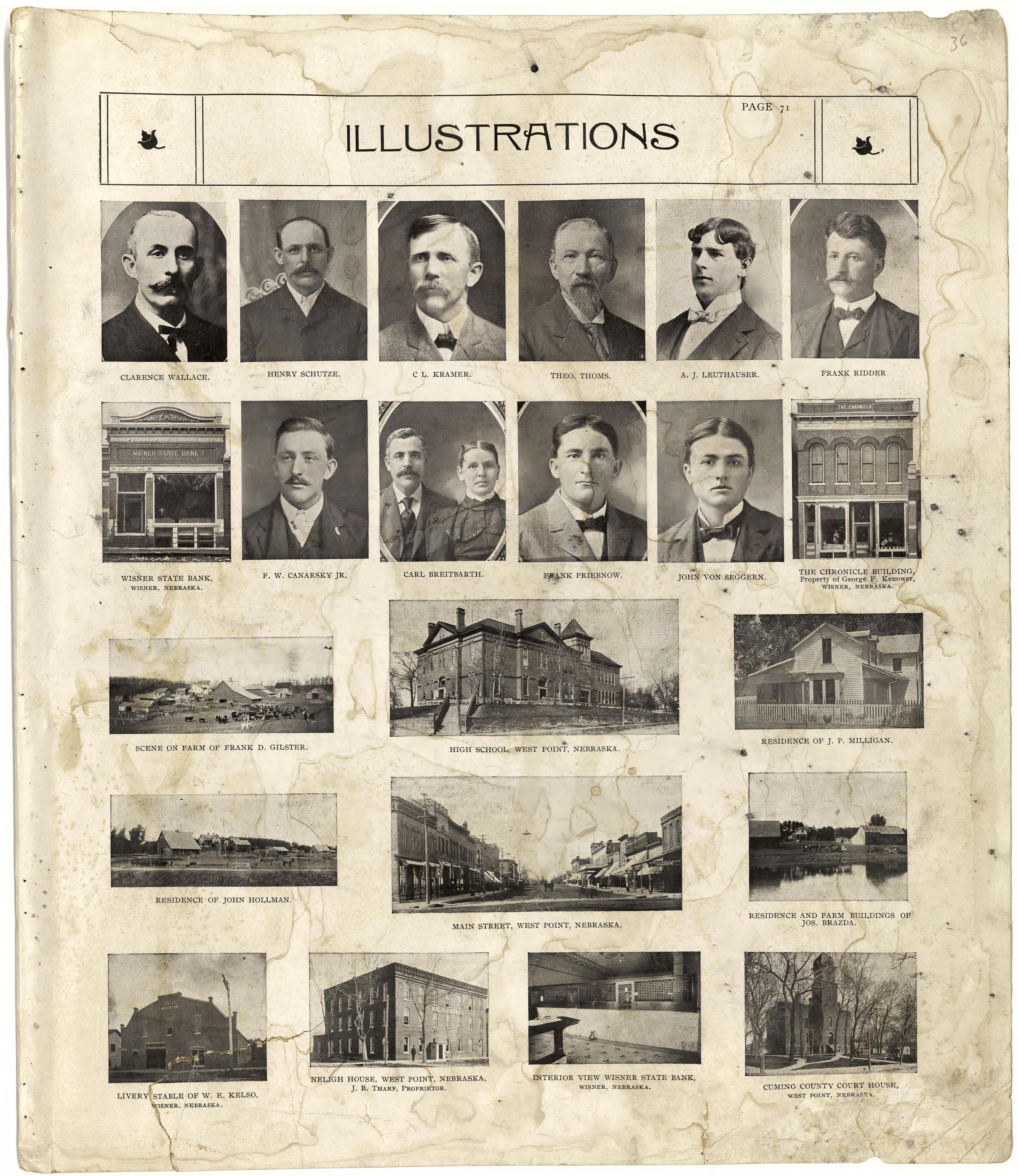 Illustrations from Standard Atlas of Cuming County, Nebraska : Including a Plat Book of the Villages, Cities and Townships of the County, Map of the State, United States and World, Patrons Directory, Reference Business … 1908 by Relic Map Company