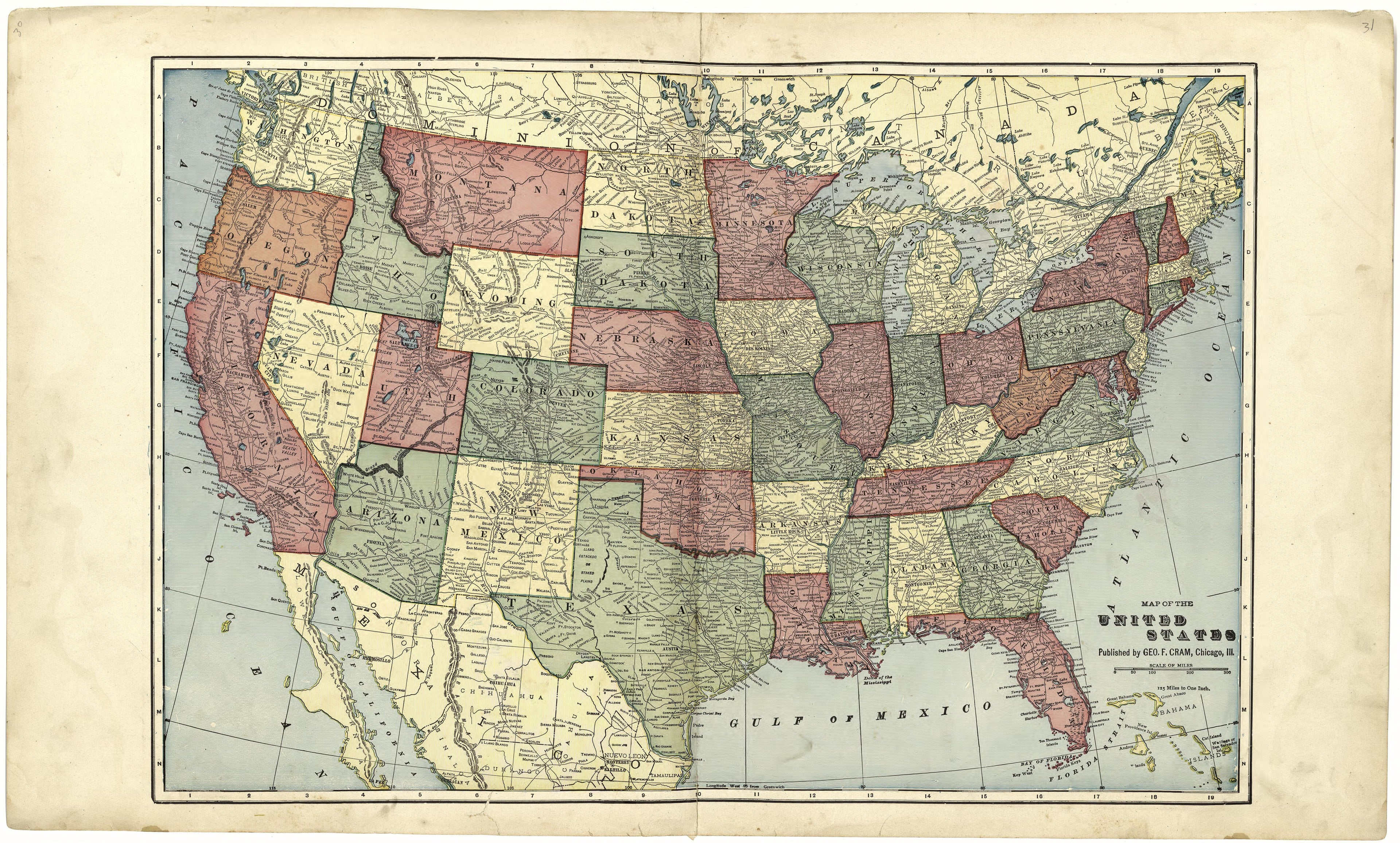 Map of the United States from Standard Atlas of Cuming County, Nebraska : Including a Plat Book of the Villages, Cities and Townships of the County, Map of the State, United States and World, Patrons Directory, Reference Business … 1908 by Relic Map Company
