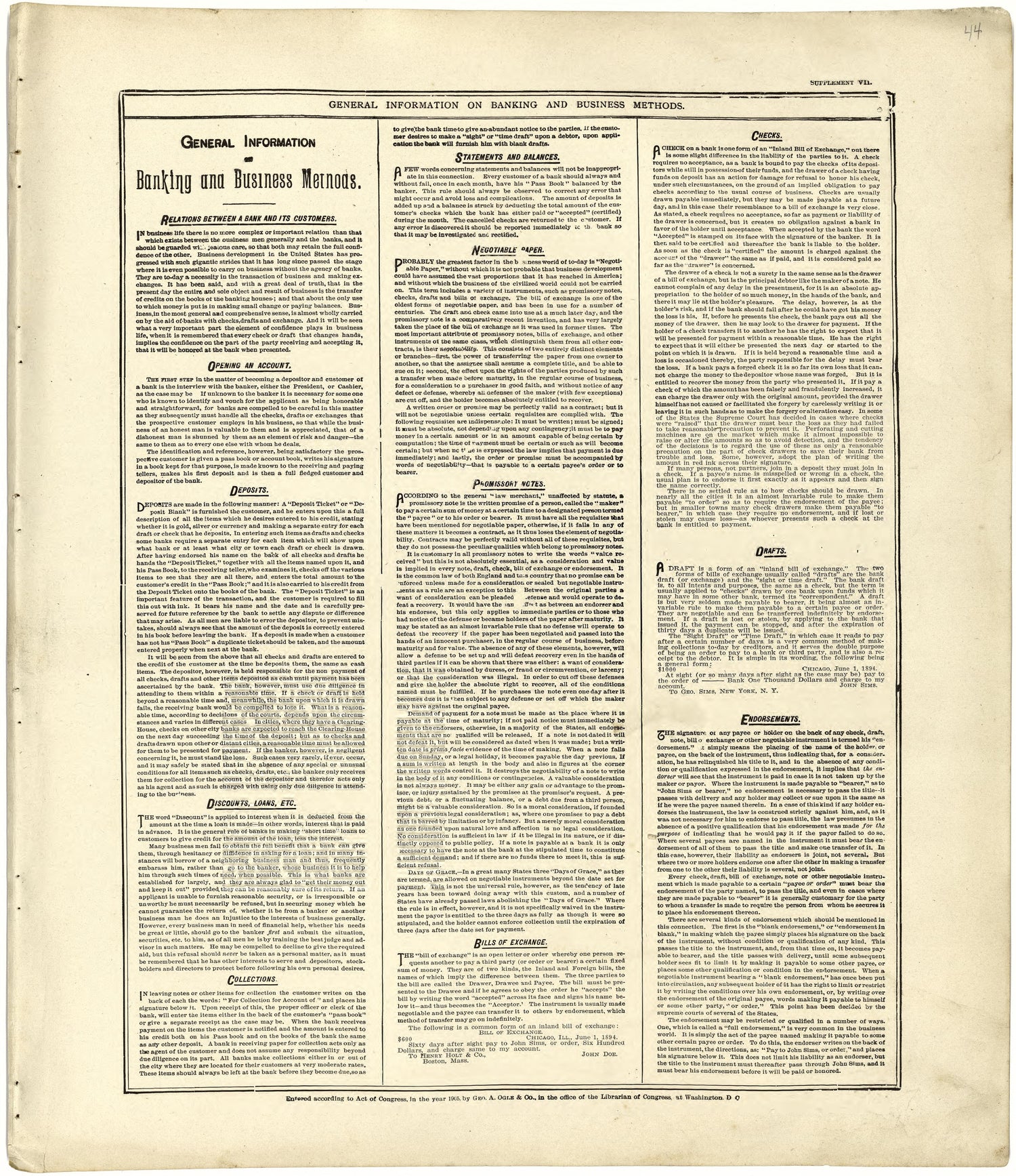 General Information On Banking and Business Methods from Standard Atlas of Cuming County, Nebraska : Including a Plat Book of the Villages, Cities and Townships of the County, Map of the State, United States and World, Patrons Directory, Reference Bus... by Relic Map Company