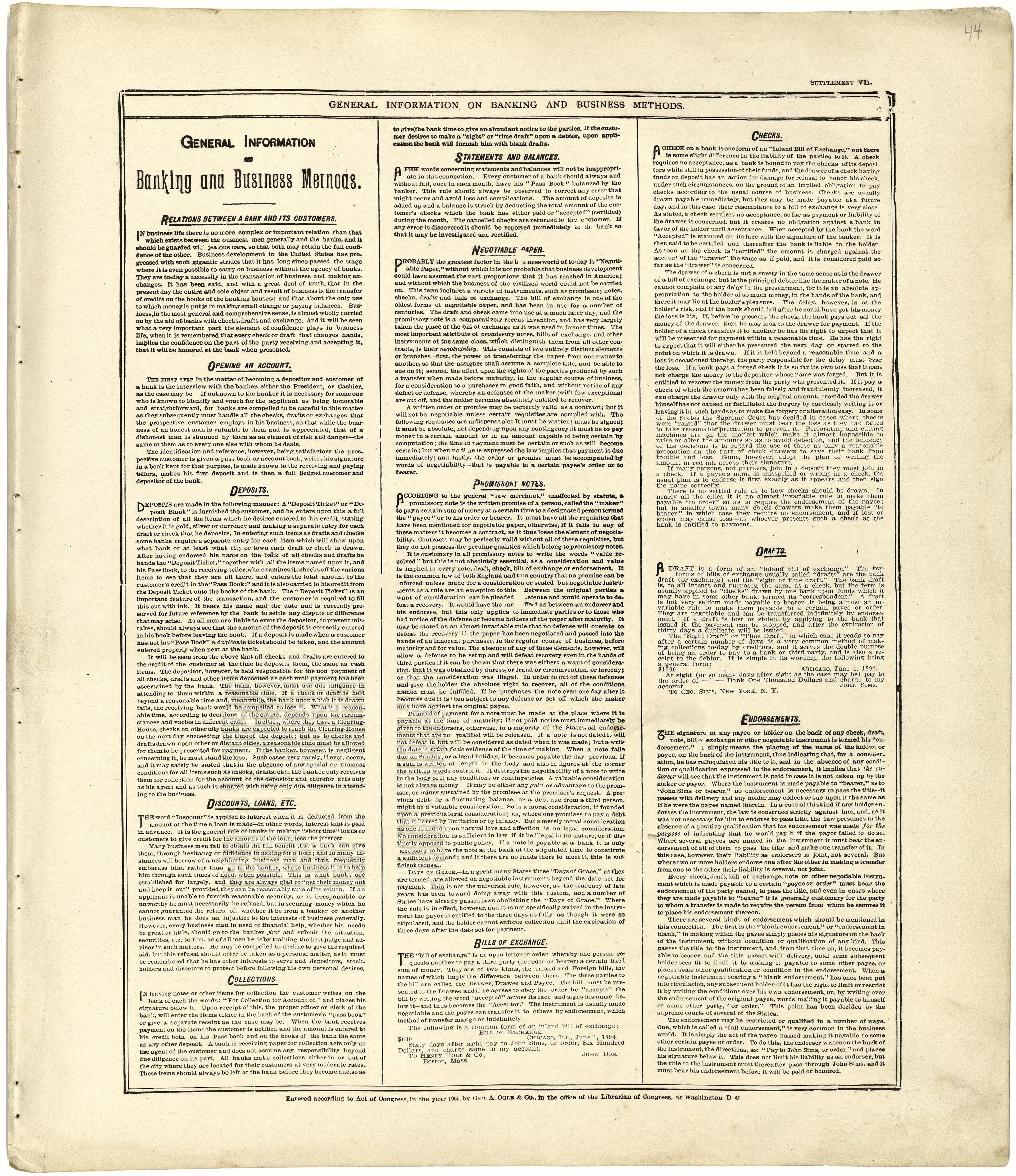 General Information On Banking and Business Methods from Standard Atlas of Cuming County, Nebraska : Including a Plat Book of the Villages, Cities and Townships of the County, Map of the State, United States and World, Patrons Directory, Reference Bus... by Relic Map Company