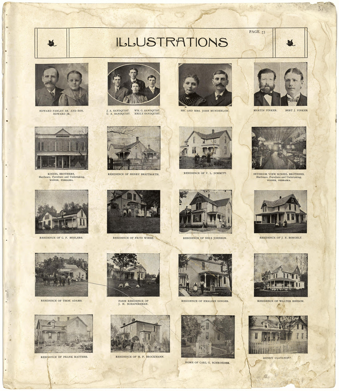 Illustrations from Standard Atlas of Cuming County, Nebraska : Including a Plat Book of the Villages, Cities and Townships of the County, Map of the State, United States and World, Patrons Directory, Reference Business … 1908 by Relic Map Company