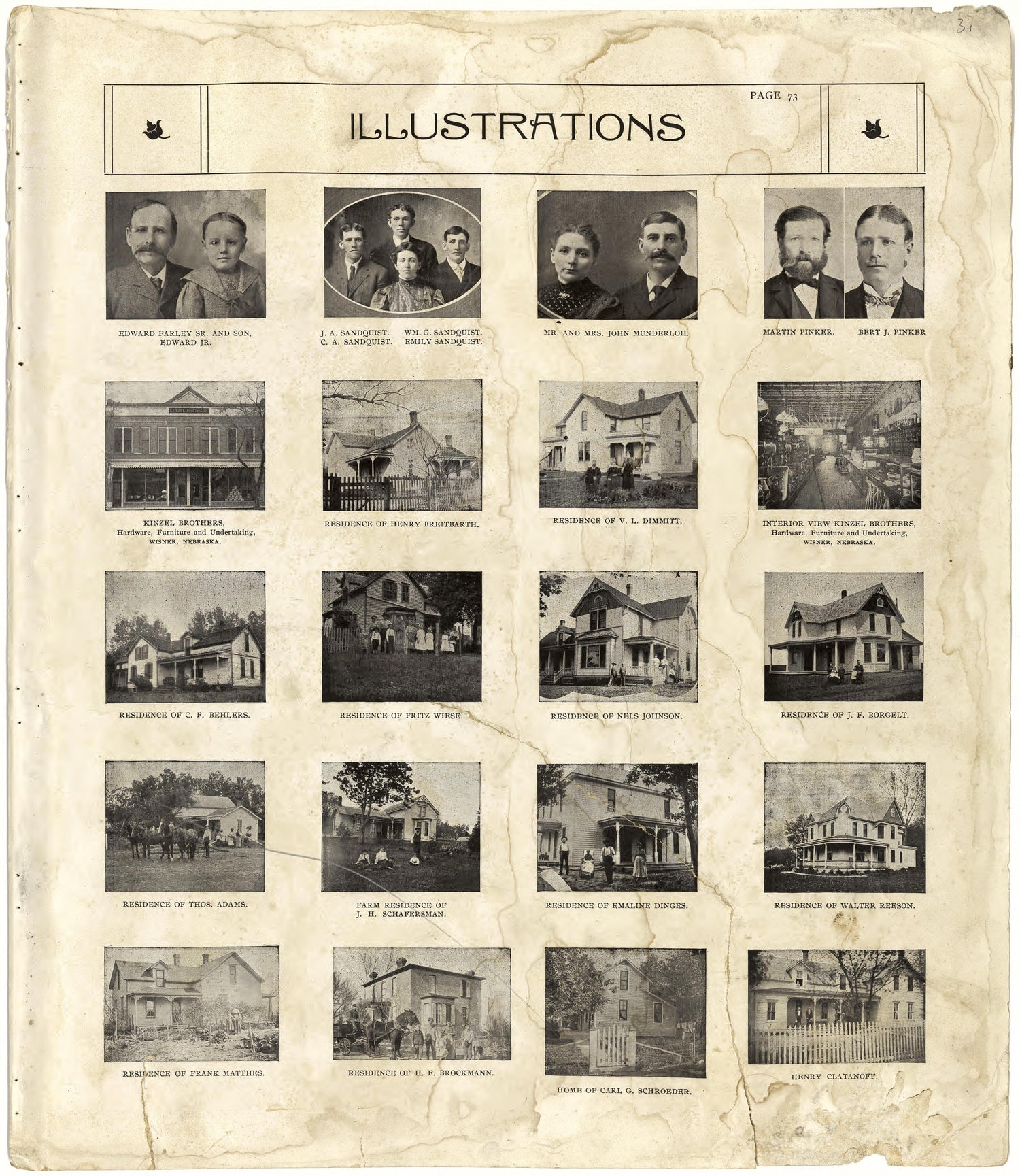 Illustrations from Standard Atlas of Cuming County, Nebraska : Including a Plat Book of the Villages, Cities and Townships of the County, Map of the State, United States and World, Patrons Directory, Reference Business … 1908 by Relic Map Company