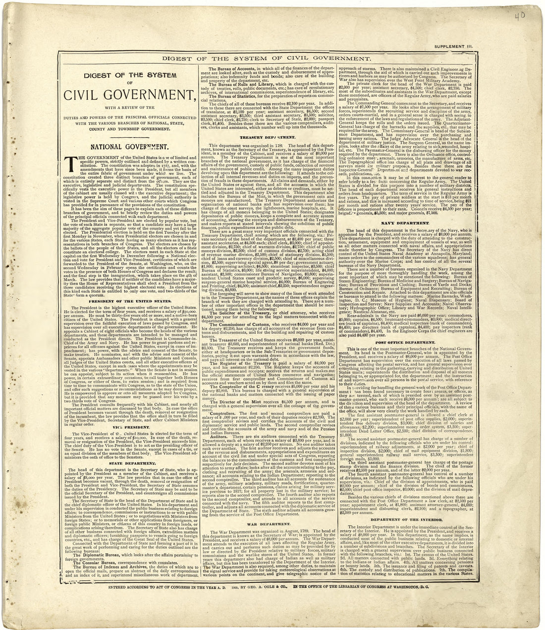 Digest of the System of Civil Government from Standard Atlas of Cuming County, Nebraska : Including a Plat Book of the Villages, Cities and Townships of the County, Map of the State, United States and World, Patrons Directory, Reference Business … 1908 by Relic Map Company