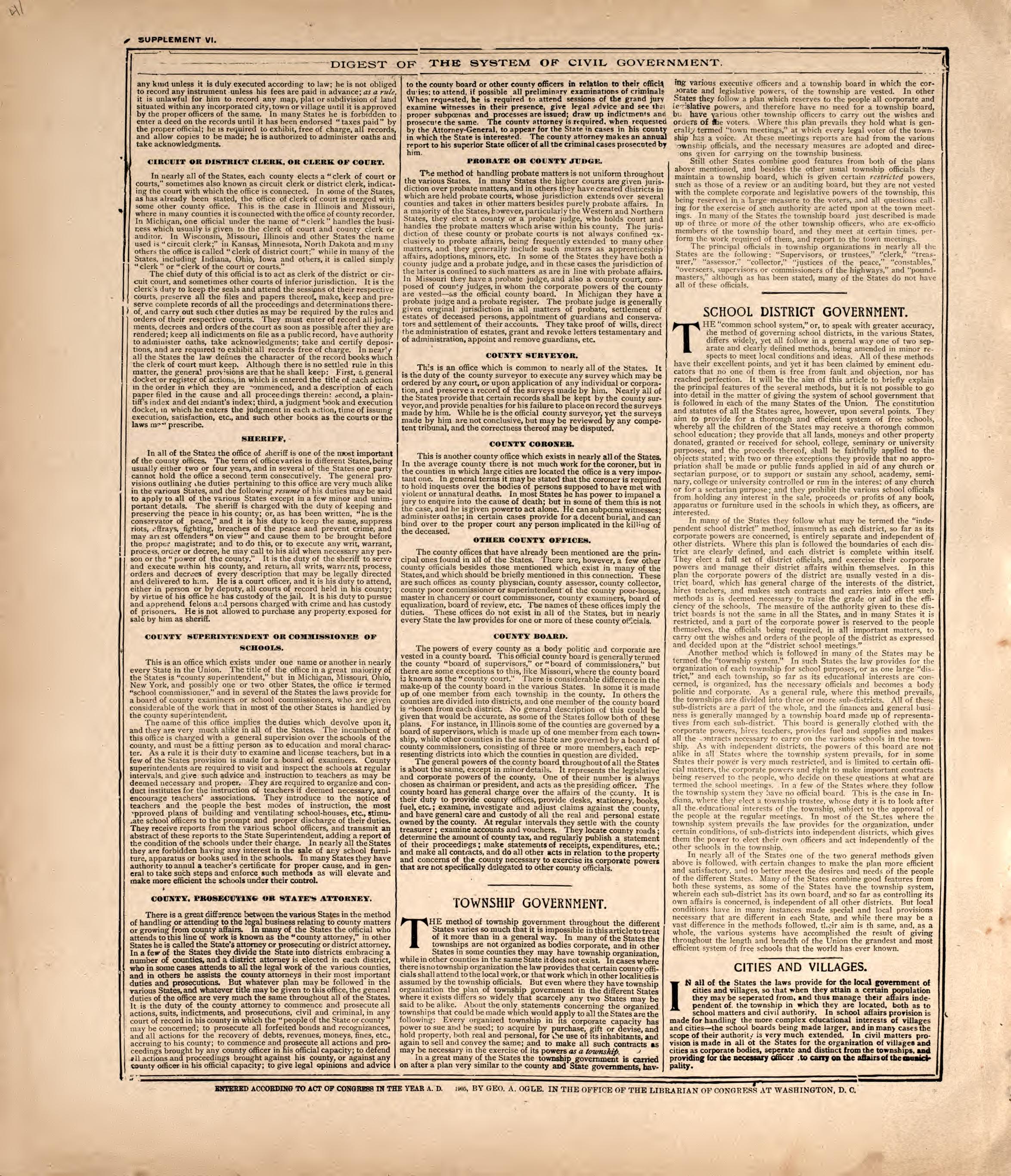 Digest of Civil Government, P.4 from Standard Atlas of Foster County, North Dakota : Including a Plat Book of the Villages, Cities and Townships of the County, Map of the State, United States and World : Patrons Directory, … 1910 by Relic Map Company
