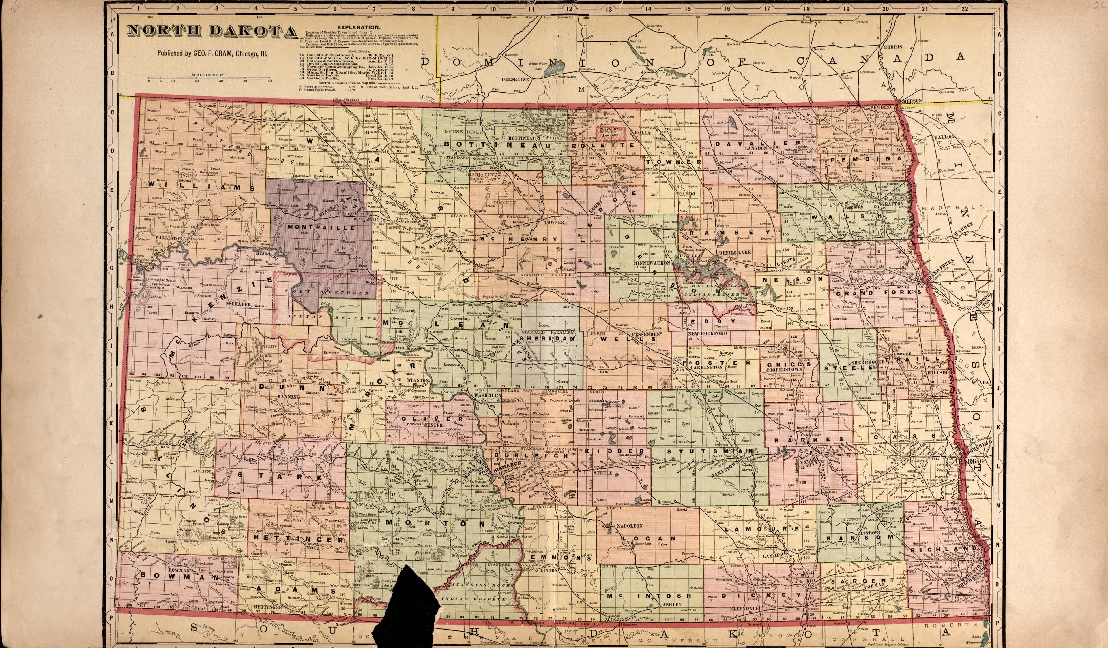 North Dakota from Standard Atlas of Foster County, North Dakota : Including a Plat Book of the Villages, Cities and Townships of the County, Map of the State, United States and World : Patrons Directory, … 1910 by Relic Map Company