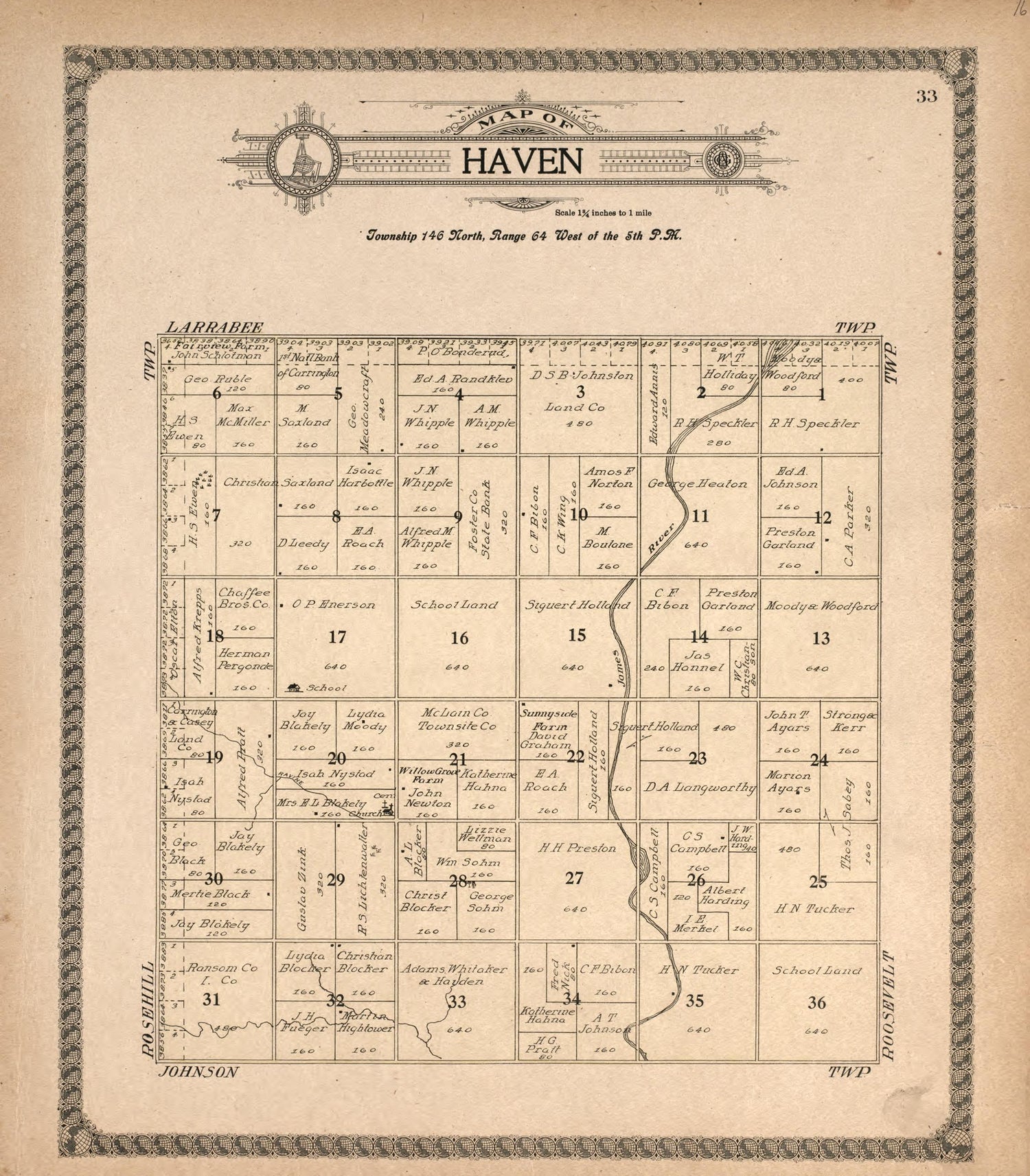 Haven from Standard Atlas of Foster County, North Dakota : Including a Plat Book of the Villages, Cities and Townships of the County, Map of the State, United States and World : Patrons Directory, … 1910 by Relic Map Company