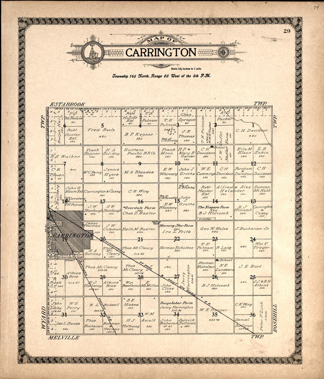This old map of Foster County, North Dakota,  was created by Alden Publishing Co in 1910