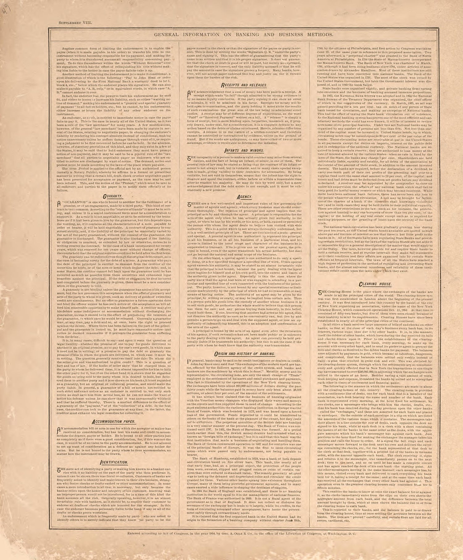 General Information On Banking and Business Methods from Standard Atlas of Livingston County, Michigan : Including a Plat Book of the Villages, Cities and Townships of the County, Map of the State, United States and World, Farmers Directory, Reference... by Relic Map Company