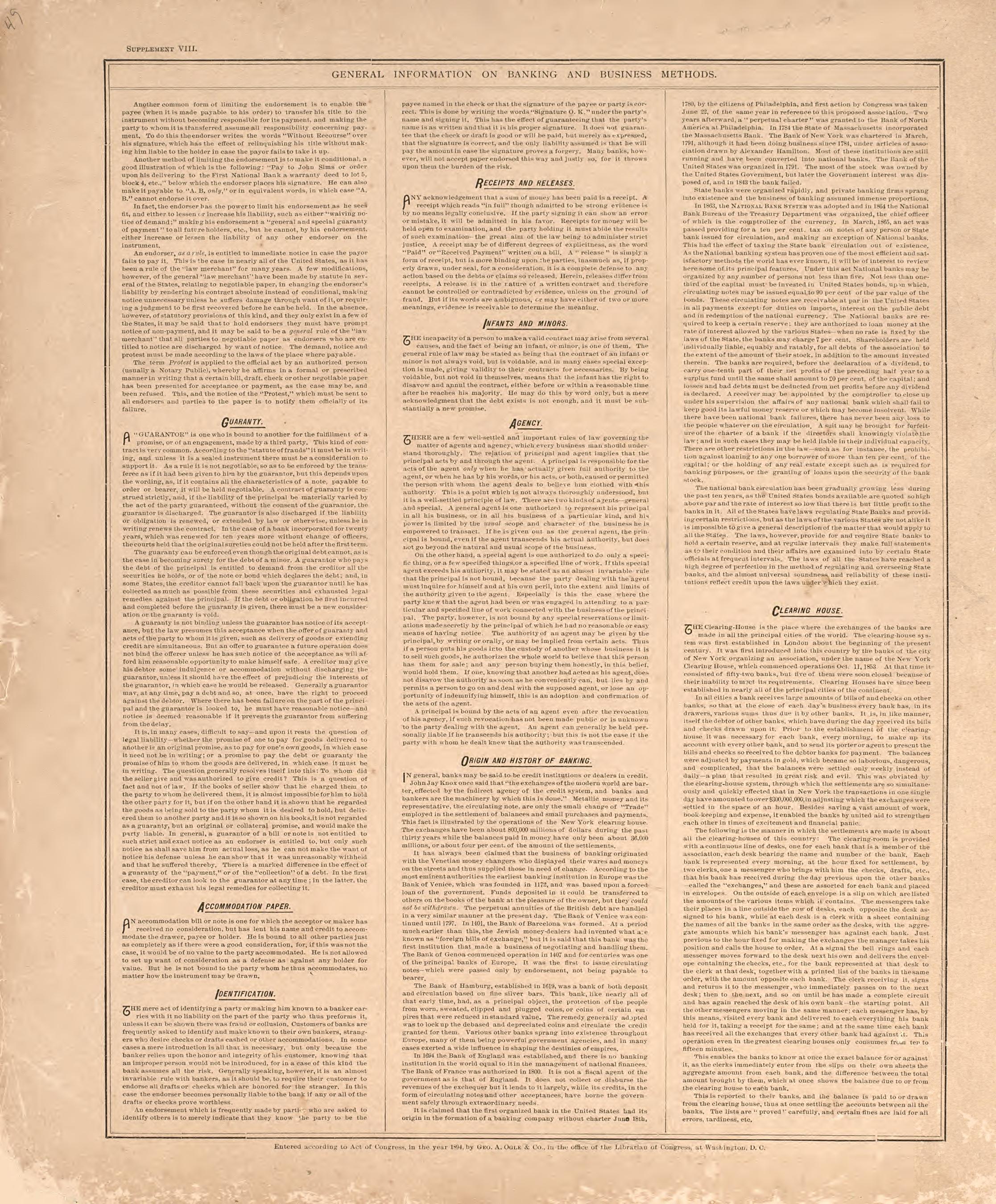 General Information On Banking and Business Methods from Standard Atlas of Livingston County, Michigan : Including a Plat Book of the Villages, Cities and Townships of the County, Map of the State, United States and World, Farmers Directory, Reference... by Relic Map Company