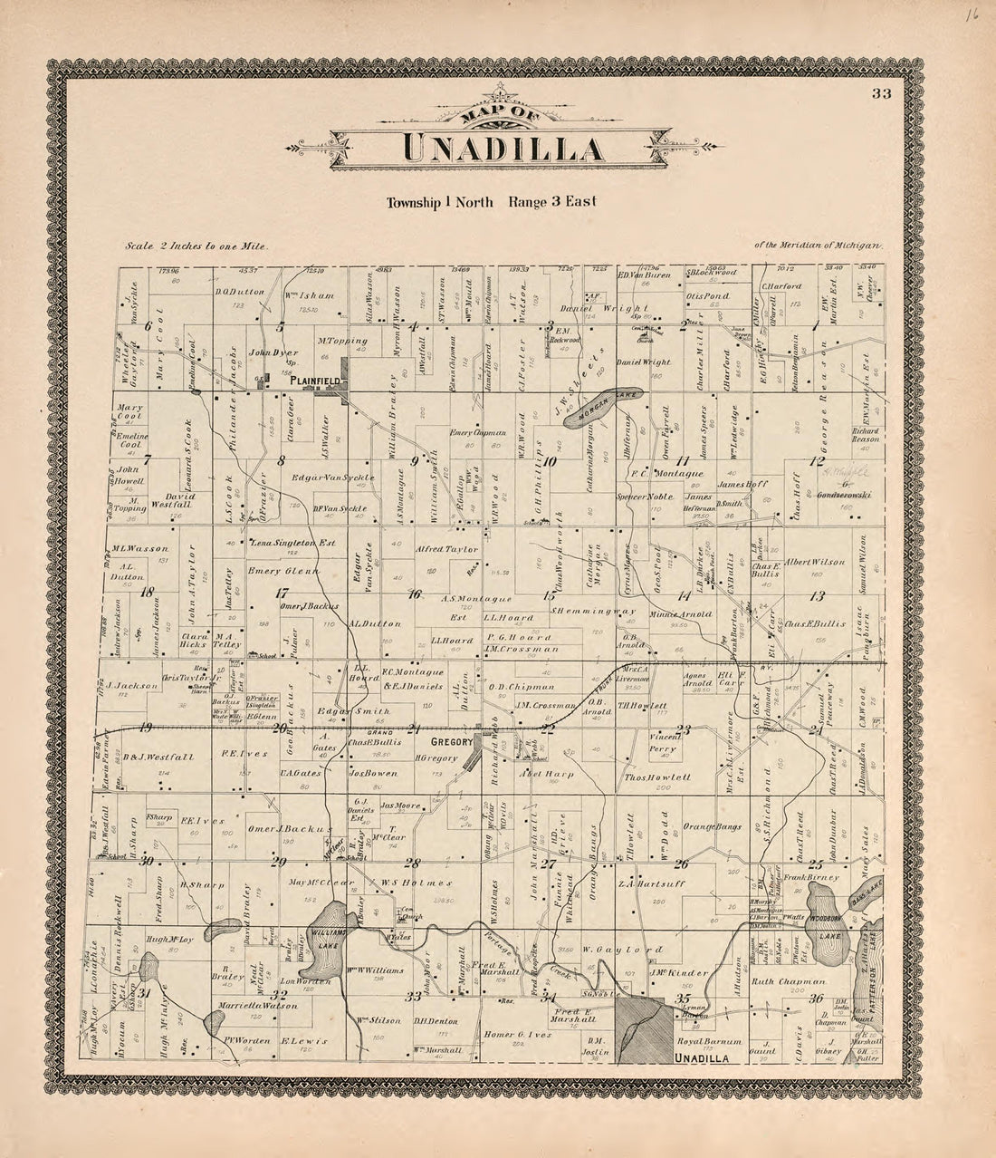 Unadilla from Standard Atlas of Livingston County, Michigan : Including a Plat Book of the Villages, Cities and Townships of the County, Map of the State, United States and World, Farmers Directory, Reference Business … 1895 by Relic Map Company