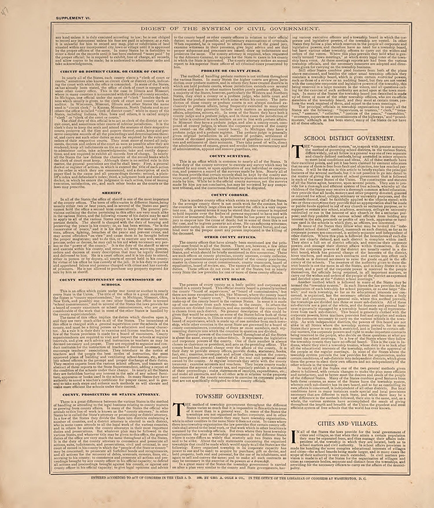 Digest of the System of Civil Government from Standard Atlas of Livingston County, Michigan : Including a Plat Book of the Villages, Cities and Townships of the County, Map of the State, United States and World, Farmers Directory, Reference Business �... by Relic Map Company