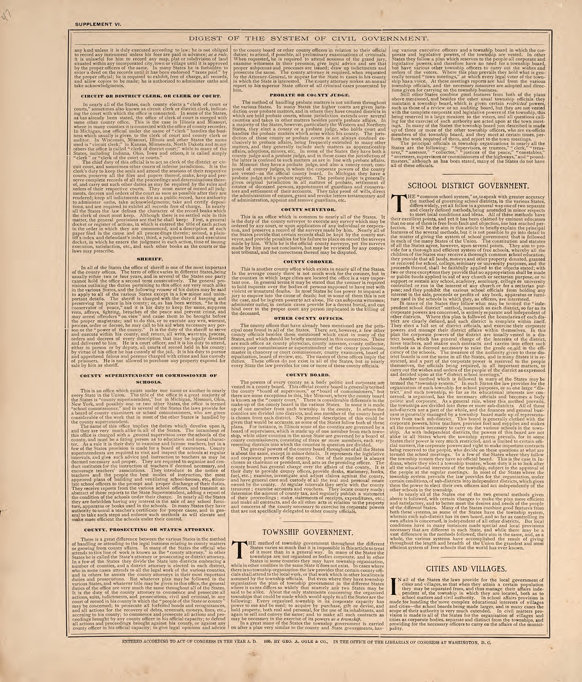 Digest of the System of Civil Government from Standard Atlas of Livingston County, Michigan : Including a Plat Book of the Villages, Cities and Townships of the County, Map of the State, United States and World, Farmers Directory, Reference Business �... by Relic Map Company