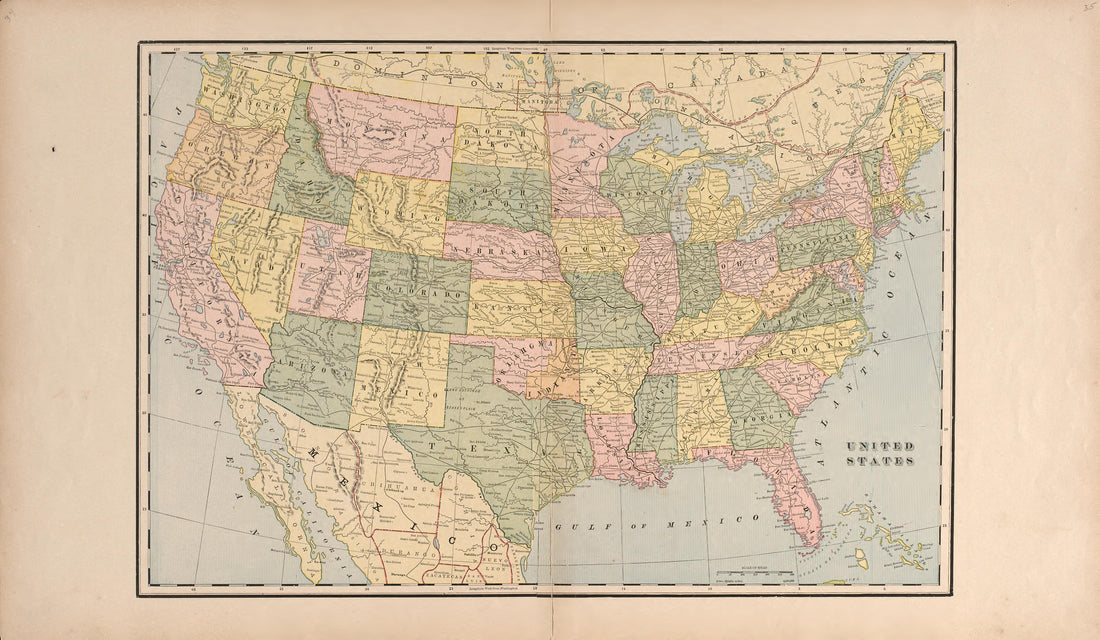 United States from Standard Atlas of Livingston County, Michigan : Including a Plat Book of the Villages, Cities and Townships of the County, Map of the State, United States and World, Farmers Directory, Reference Business … 1895 by Relic Map Company