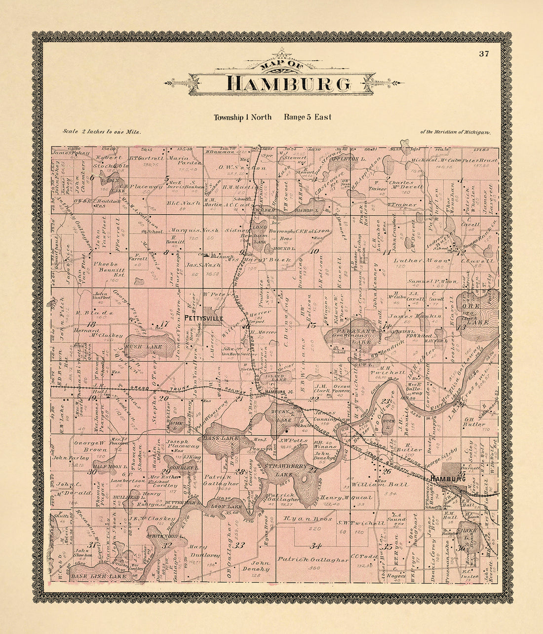 Hamburg from Standard Atlas of Livingston County, Michigan : Including a Plat Book of the Villages, Cities and Townships of the County, Map of the State, United States and World, Farmers Directory, Reference Business … 1895